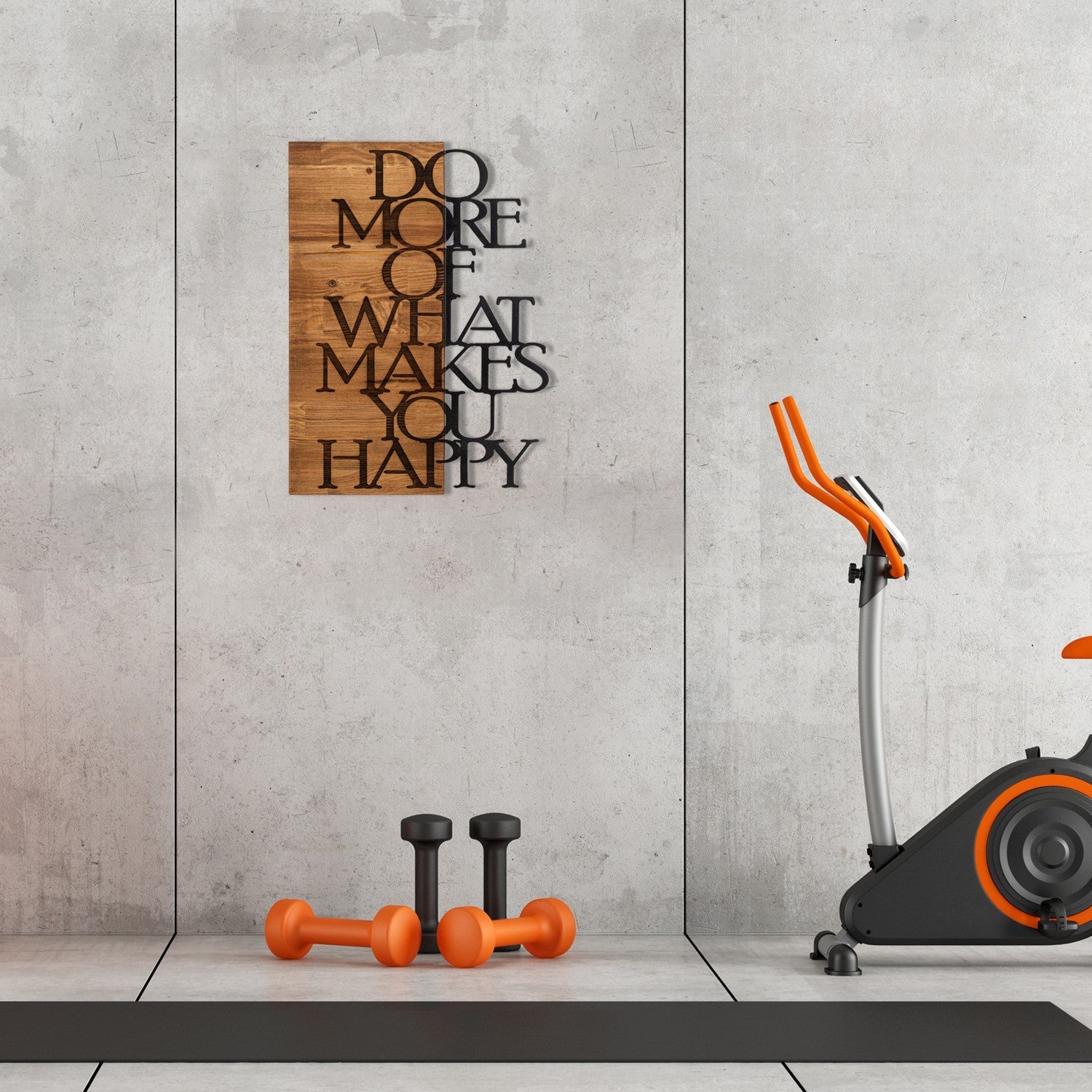 Decoratiune perete Do More, lemn/metal, negru/maro, 42 x 58 cm
