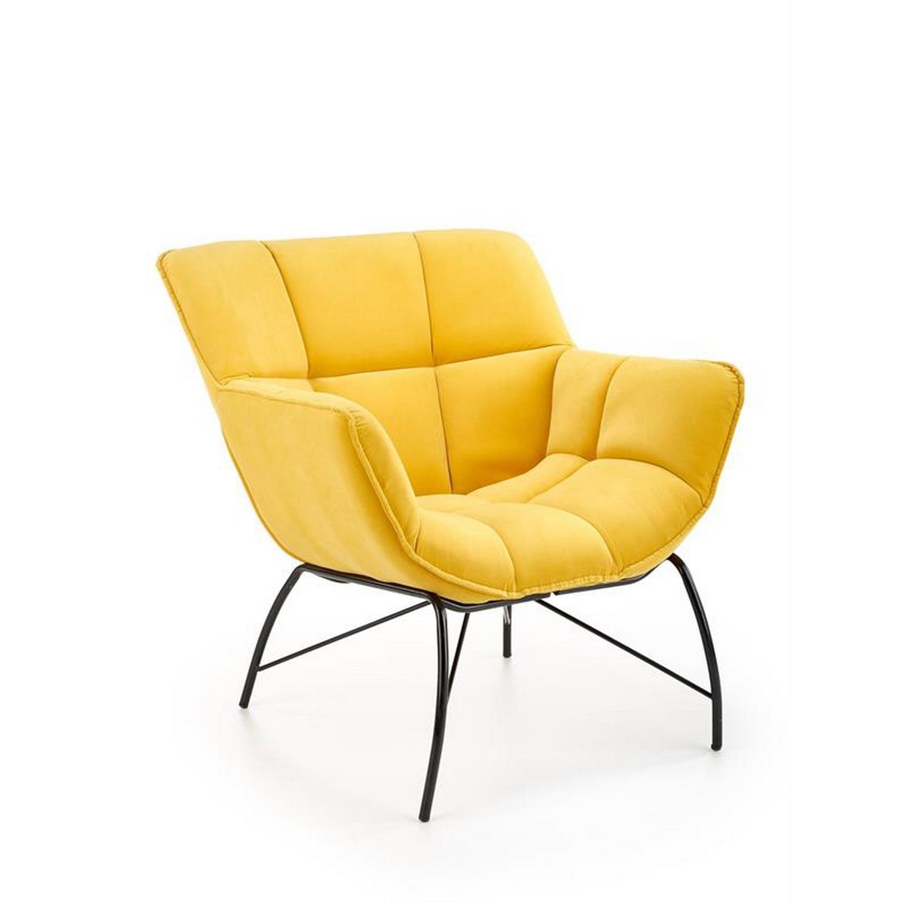 Fotoliu modern Belton, catifea galbena, 74x73x78 cm