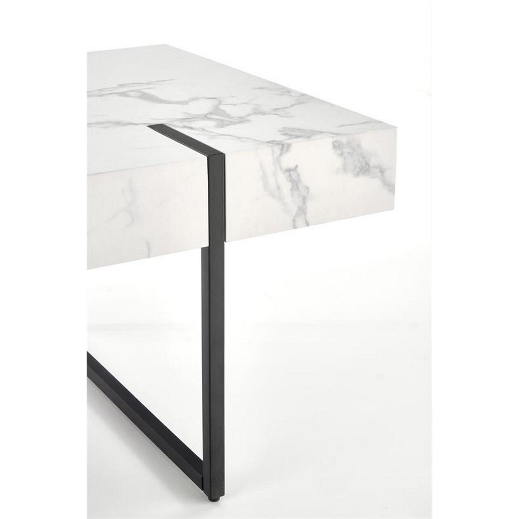 Masuta cafea Blanca, marmura alba/negru, 110x60x43 cm