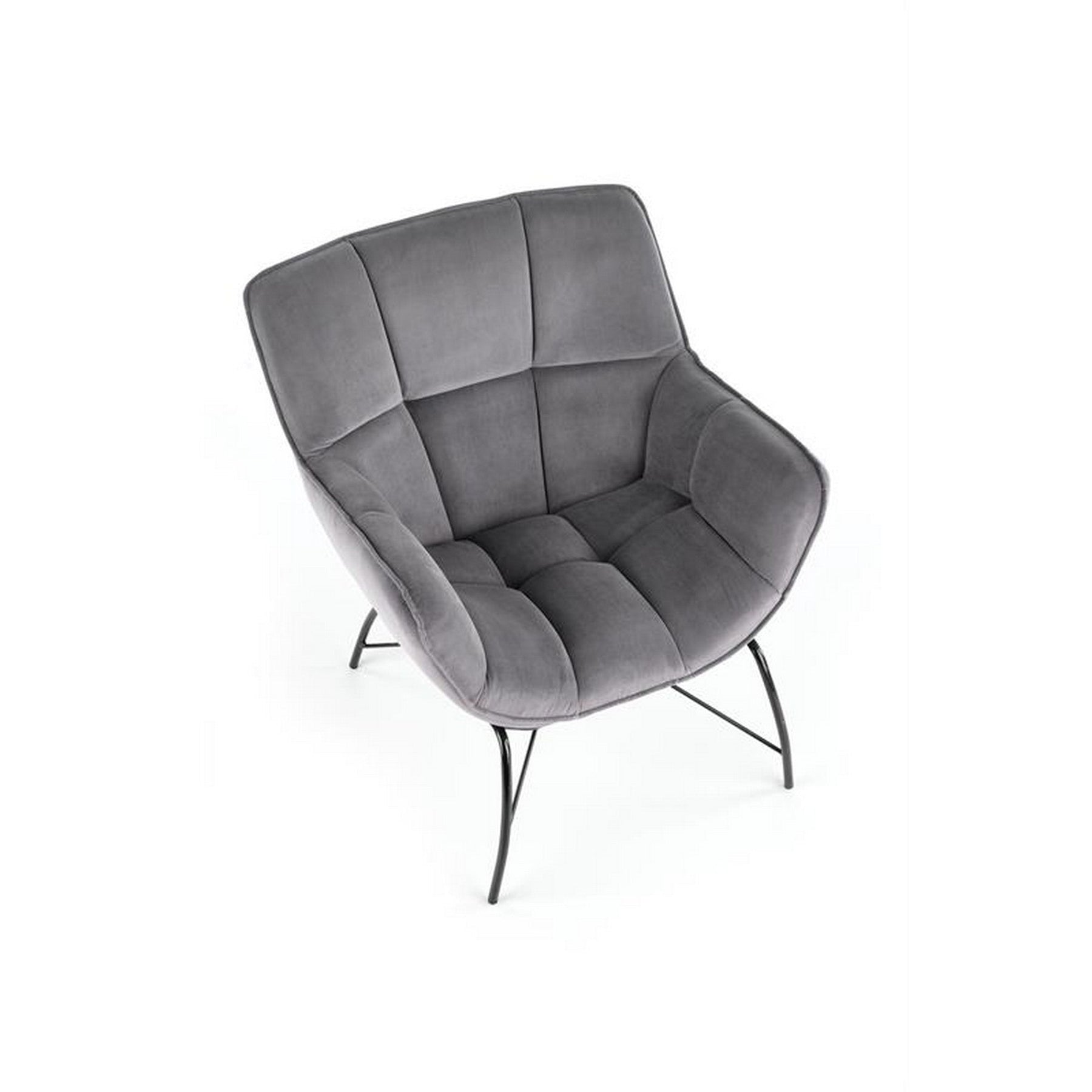 Fotoliu modern Belton, catifea gri, 74x73x78 cm
