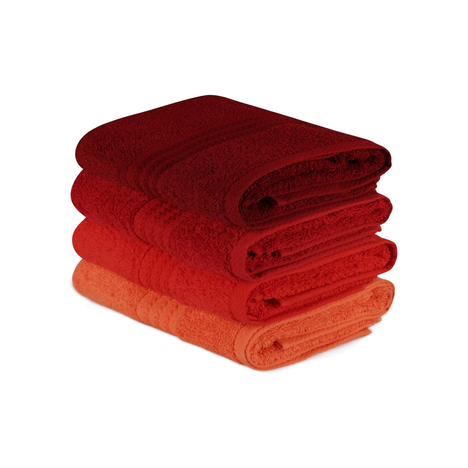 Set 4 prosoape baie Rainbow, 50x90 cm, material bumbac, rosu