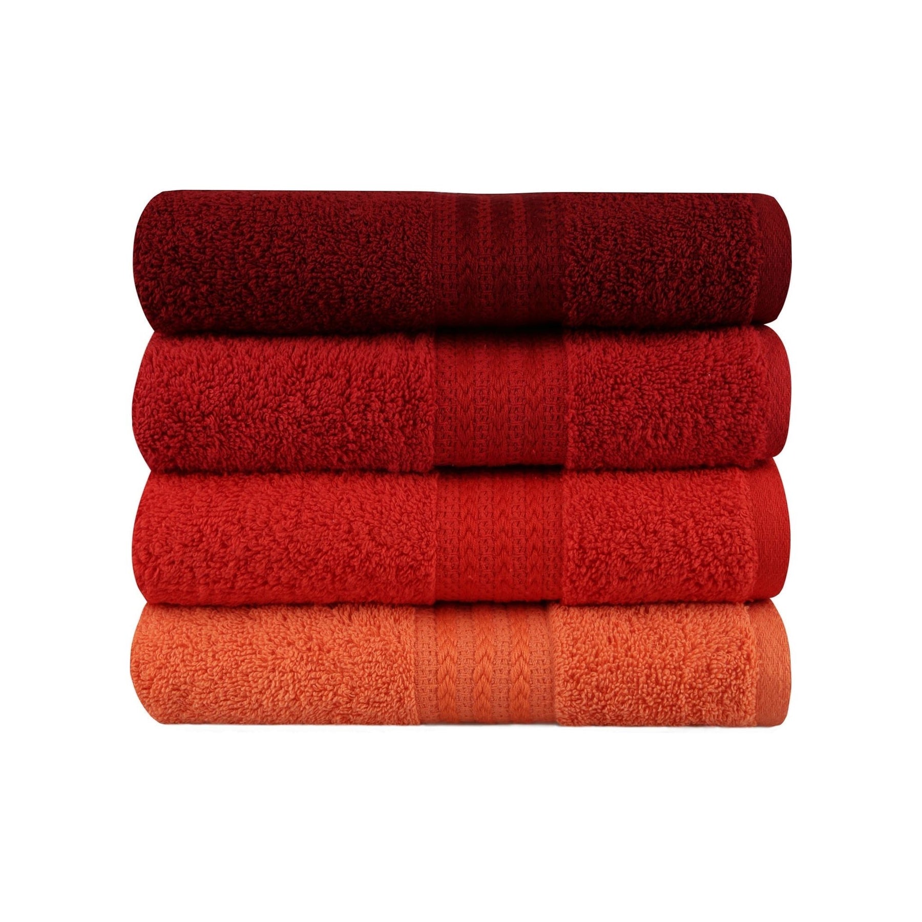 Set 4 prosoape baie Rainbow, 50x90 cm, material bumbac, rosu