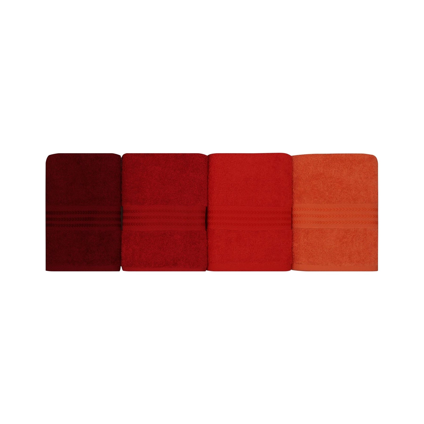 Set 4 prosoape baie Rainbow, 50x90 cm, material bumbac, rosu