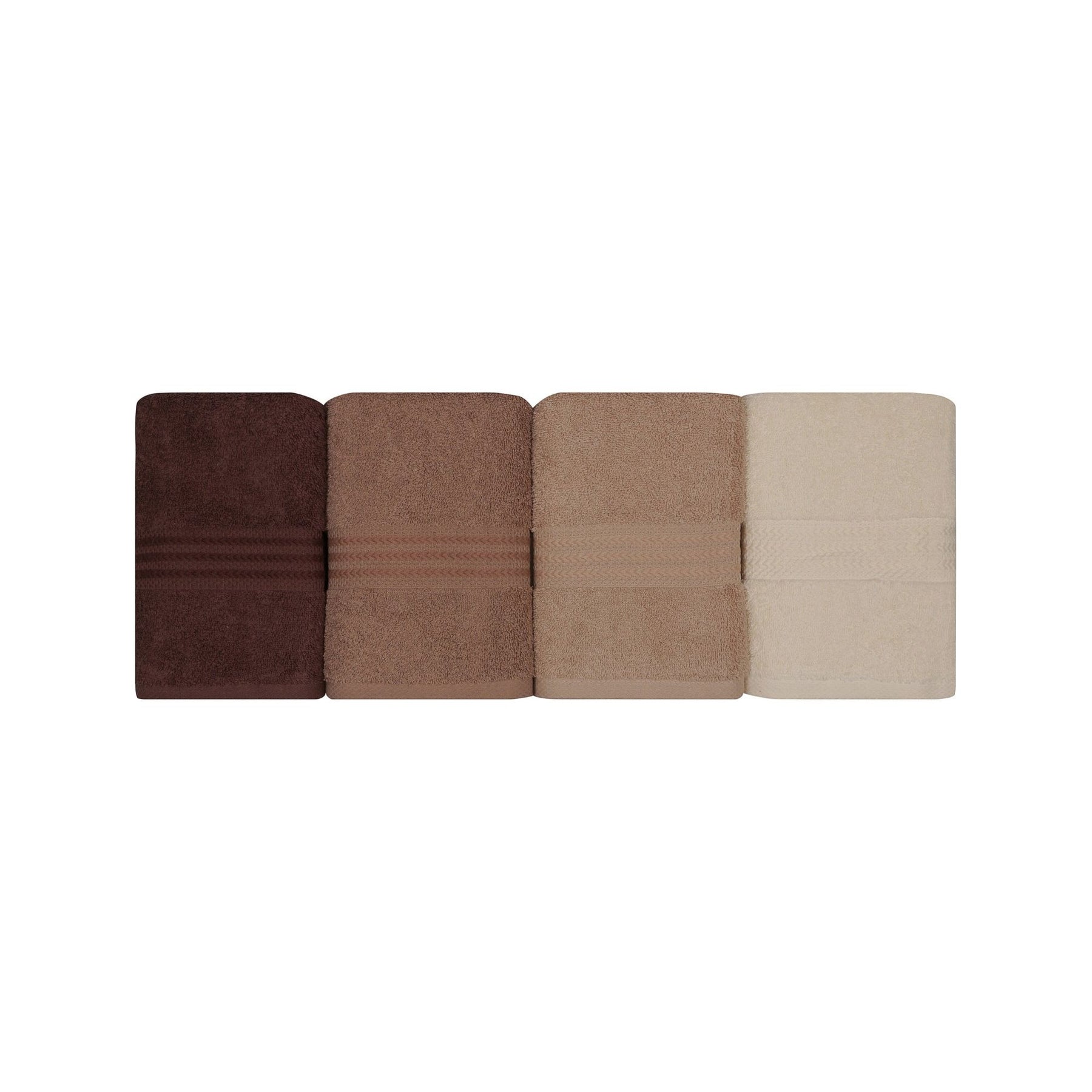 Set 4 prosoape baie Rainbow, 50x90 cm, material bumbac, crem/maro