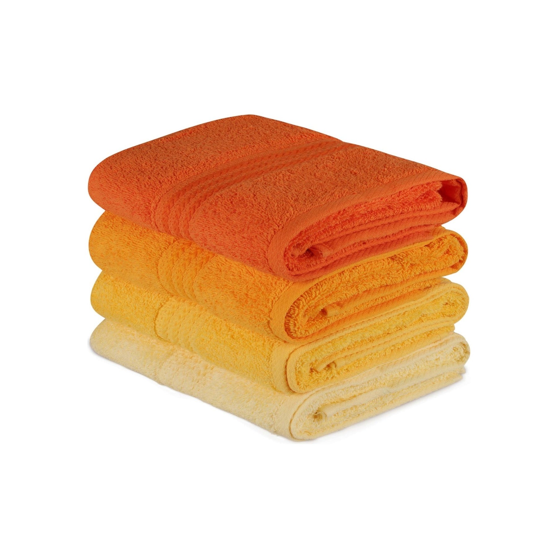 Set 4 prosoape de baie Rainbow, 50x90 cm, material bumbac, galben