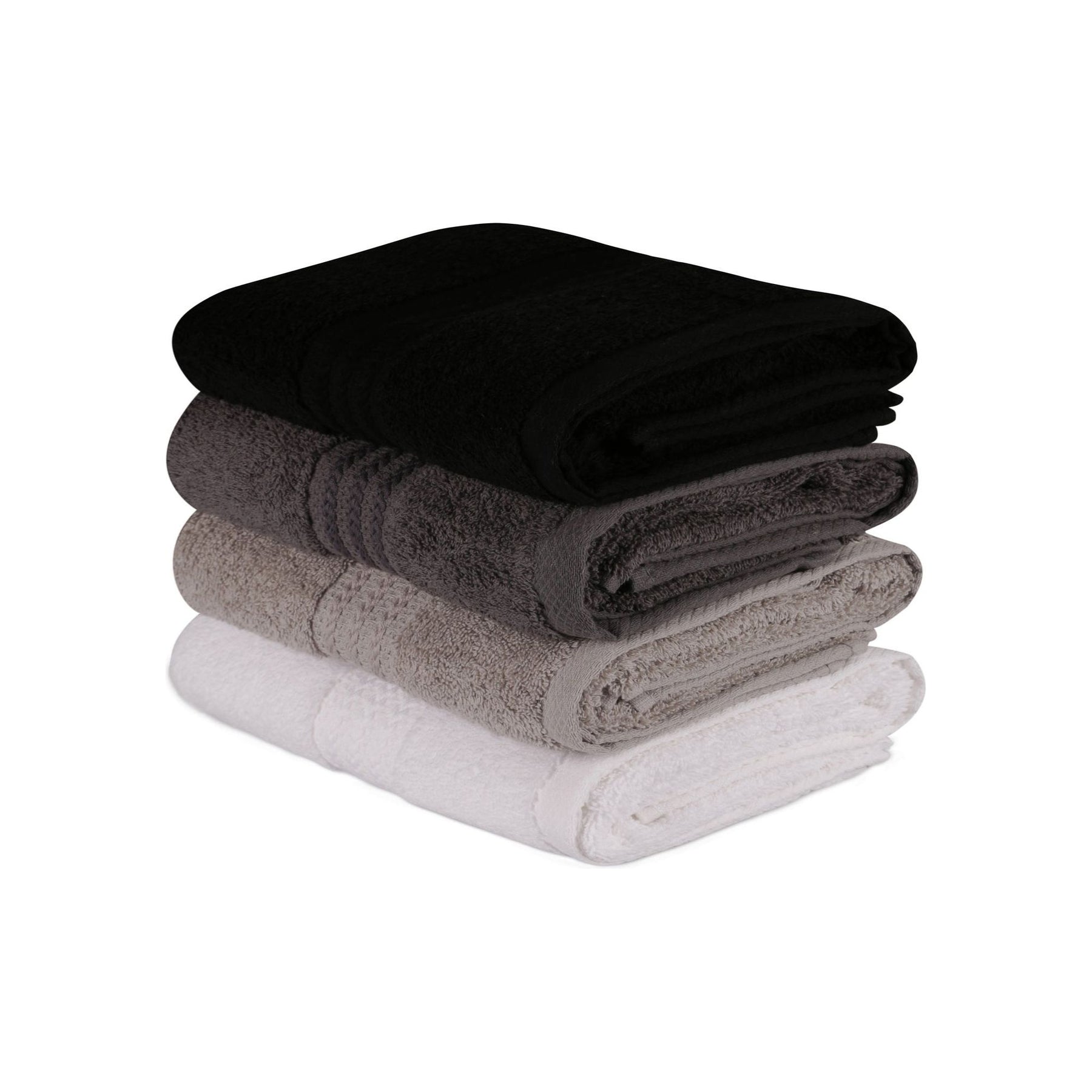 Set 4 prosoape baie Rainbow, 50x90 cm, negru/bej, material bumbac