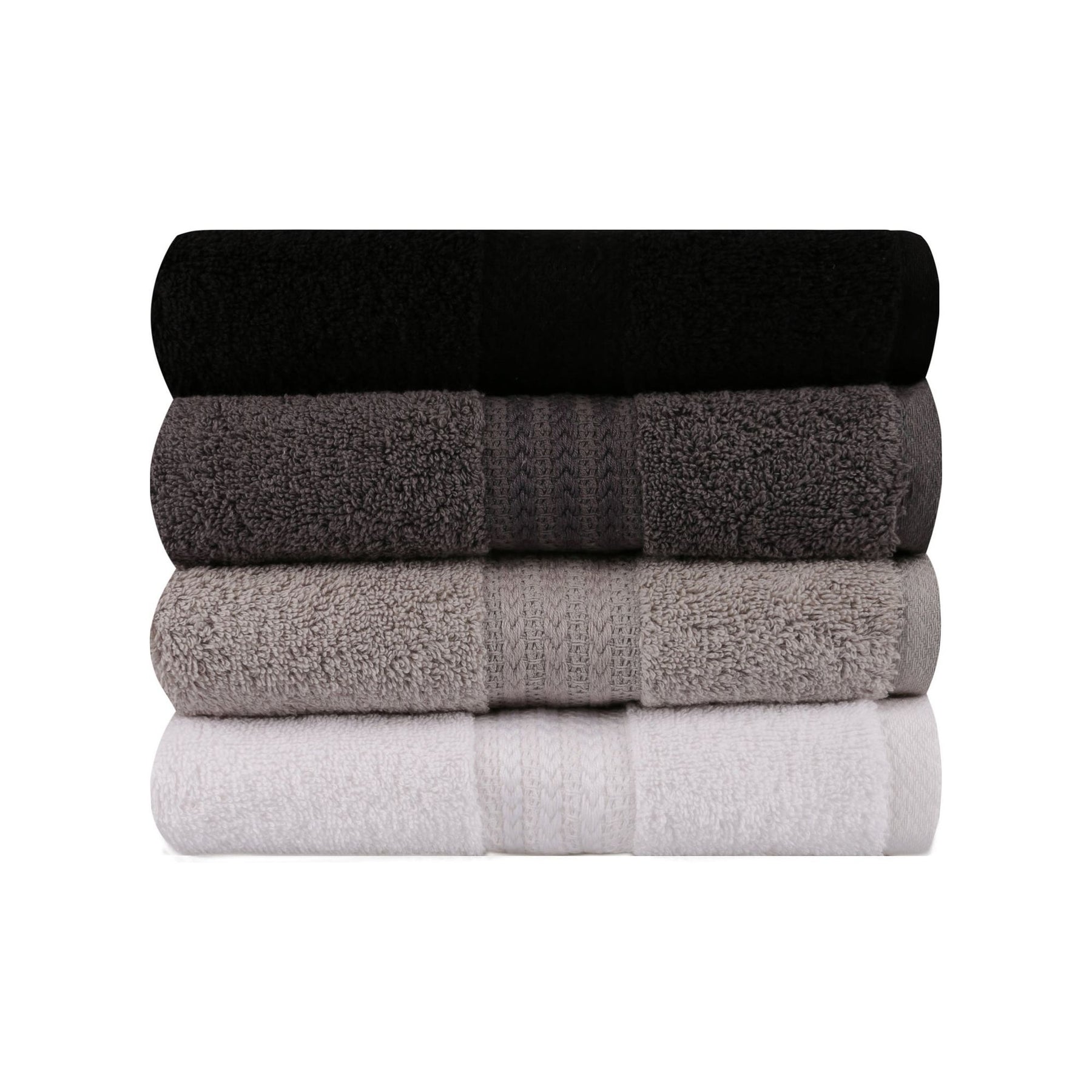 Set 4 prosoape baie Rainbow, 50x90 cm, negru/bej, material bumbac