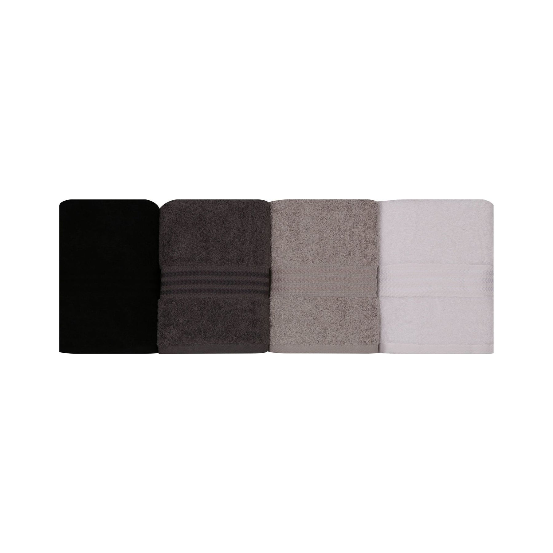 Set 4 prosoape baie Rainbow, 50x90 cm, negru/bej, material bumbac
