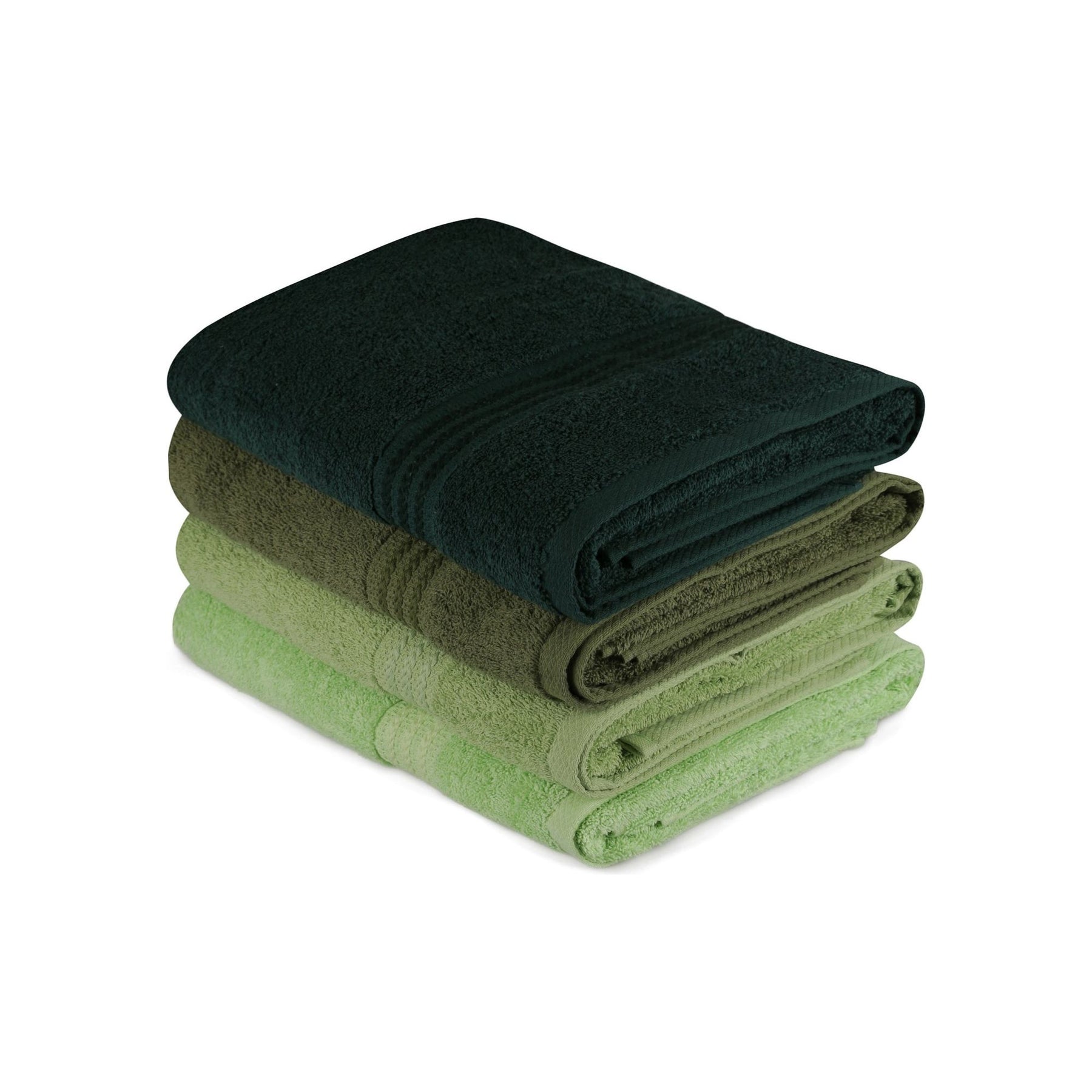 Set 4 prosoape baie Rainbow, 70x140 cm, material bumbac, verde