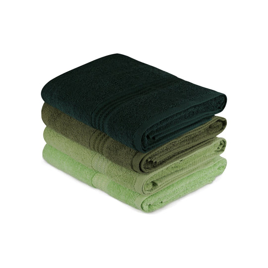 Set 4 prosoape baie Rainbow, 70x140 cm, material bumbac, verde