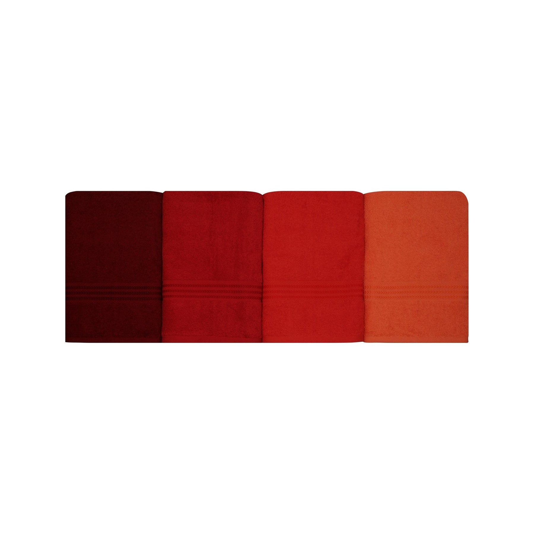 Set 4 prosoape baie Rainbow, 50x90 cm, material bumbac, rosu