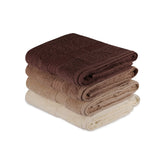 Set 4 prosoape baie Rainbow, 70x140 cm, material bumbac, crem/maro