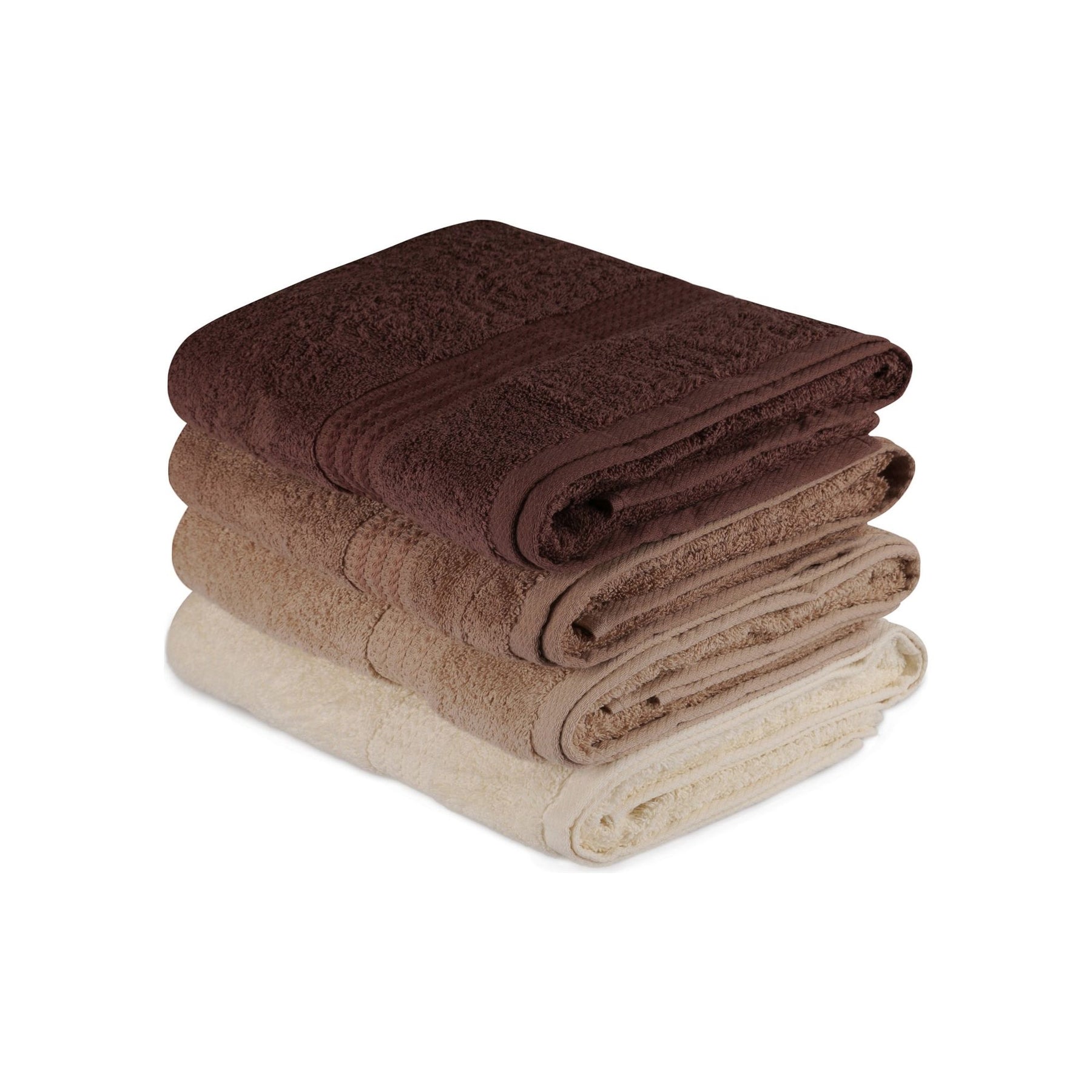 Set 4 prosoape baie Rainbow, 70x140 cm, material bumbac, crem/maro