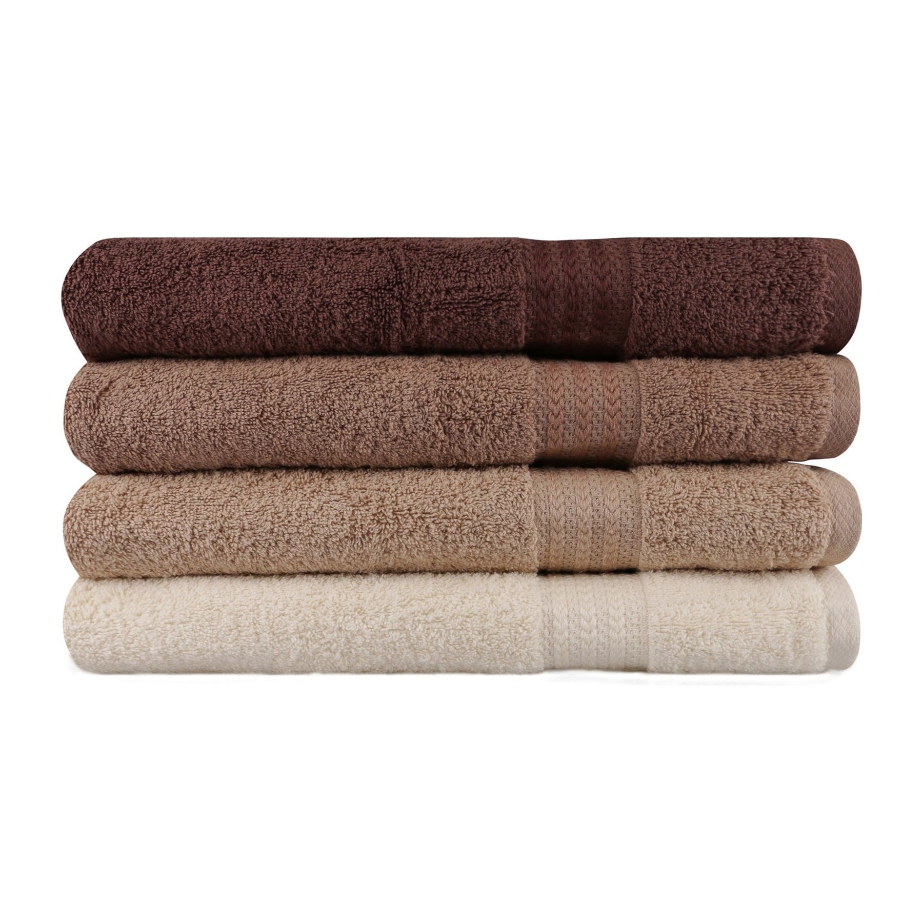 Set 4 prosoape baie Rainbow, 70x140 cm, material bumbac, crem/maro