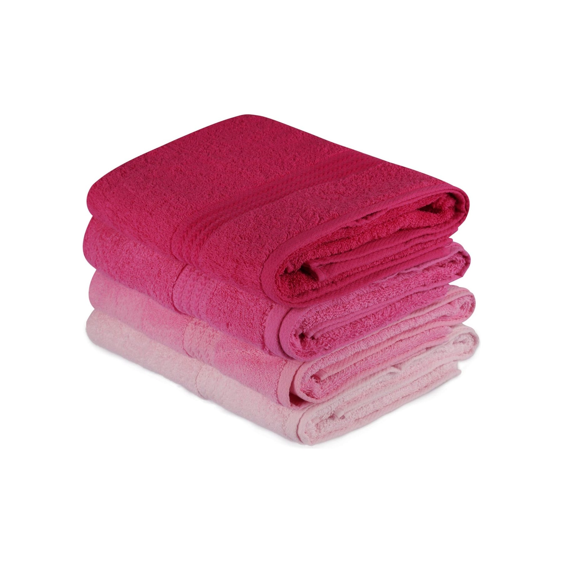 Set 4 prosoape baie Rainbow, 70x140 cm, material bumbac, roz