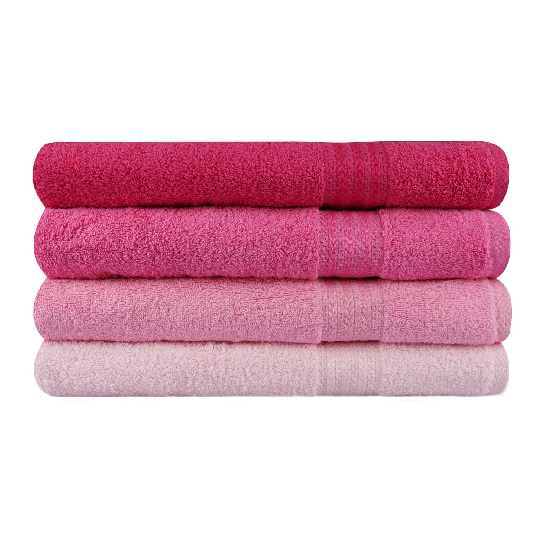 Set 4 prosoape baie Rainbow, 70x140 cm, material bumbac, roz