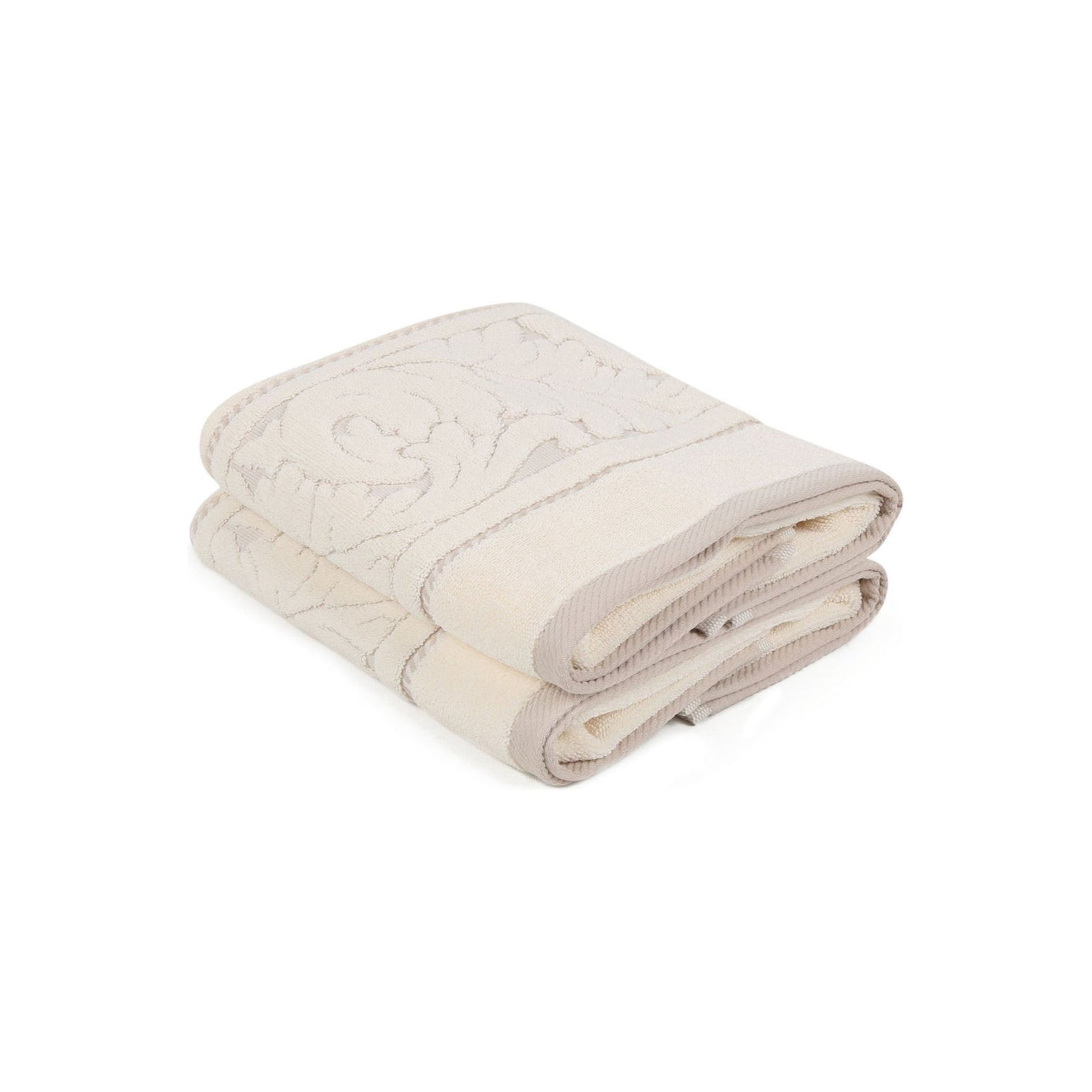 Set 2 prosoape baie Sultan, 50x90 cm, material bumbac, crem