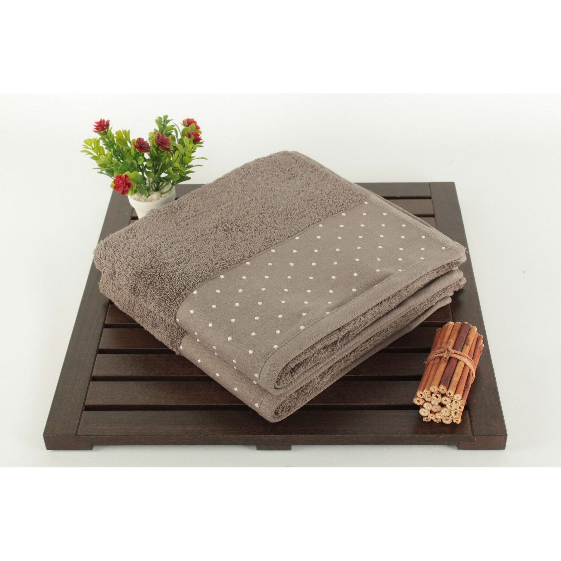 Set 2 prosoape baie Pitiricik, 50x90 cm, material bumbac, maro