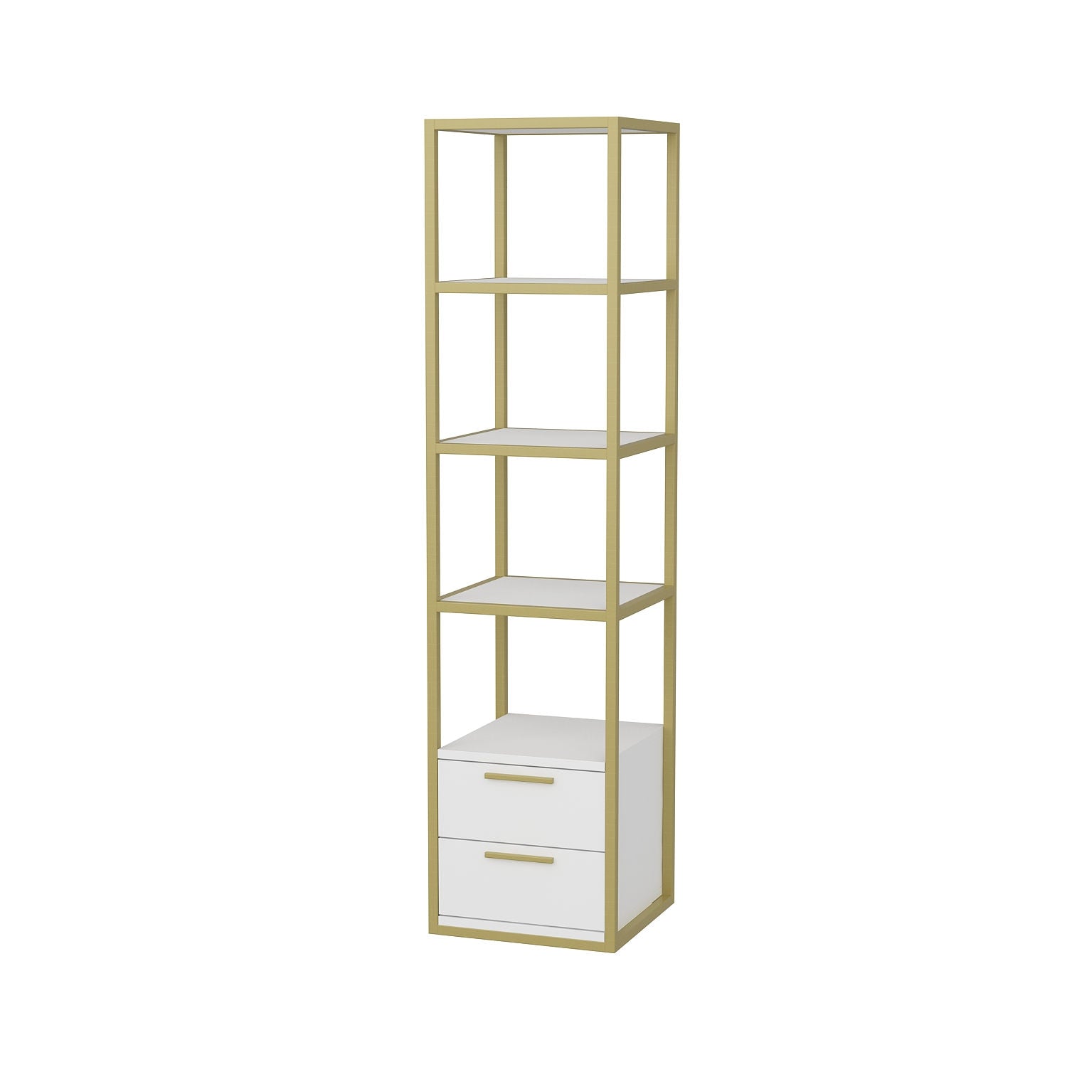 Biblioteca RobCoss, auriu/alb, PAL/metal, 39x39x160 cm