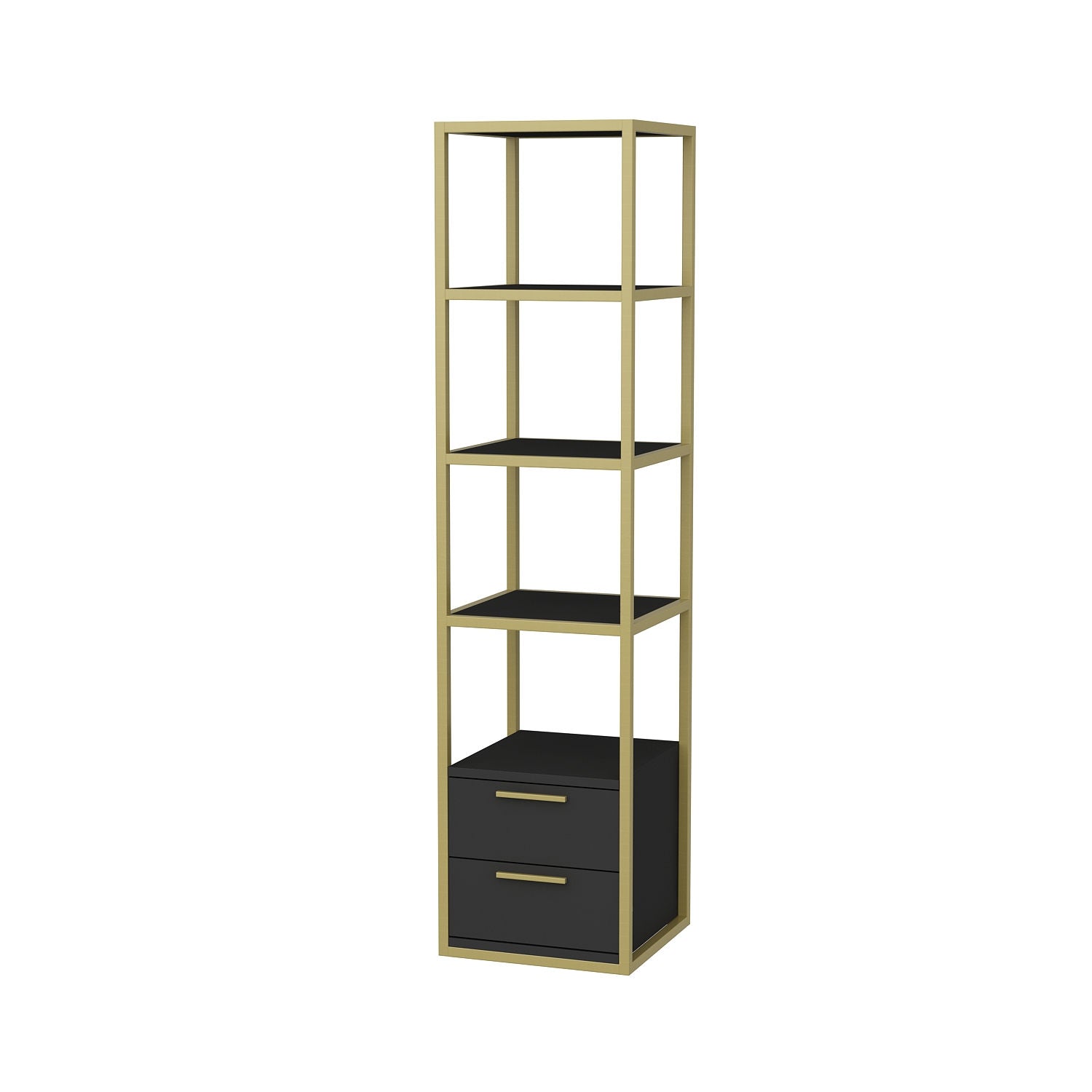 Biblioteca RobCoss, auriu/gri antracit, PAL/metal, 39x39x160 cm
