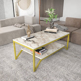 Masuta cafea Flora, auriu/bej, PAL, 120x60x46 cm