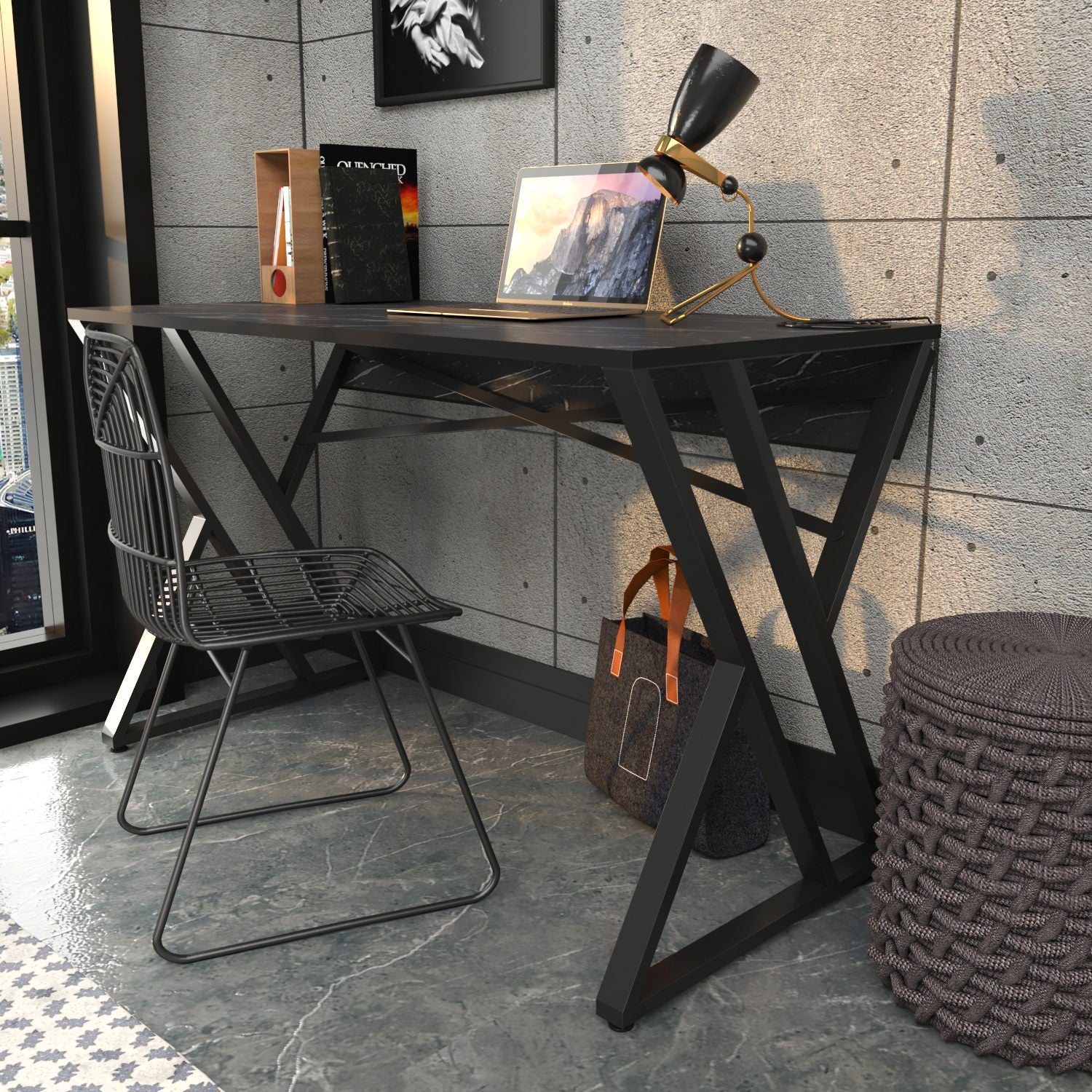 Birou GYZA, negru, PAL, 120x60x75 cm