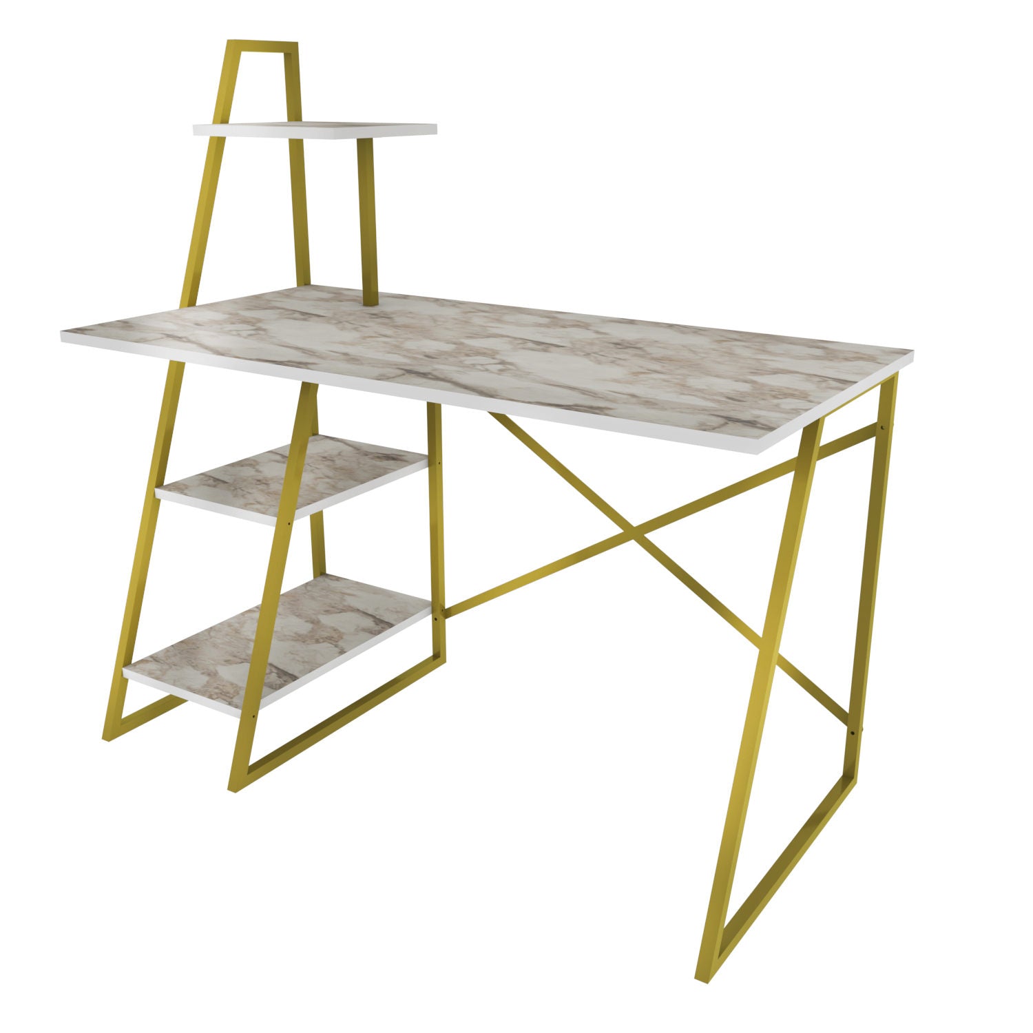 Birou Admira, auriu/bej, PAL/metal, 120x60x120 cm
