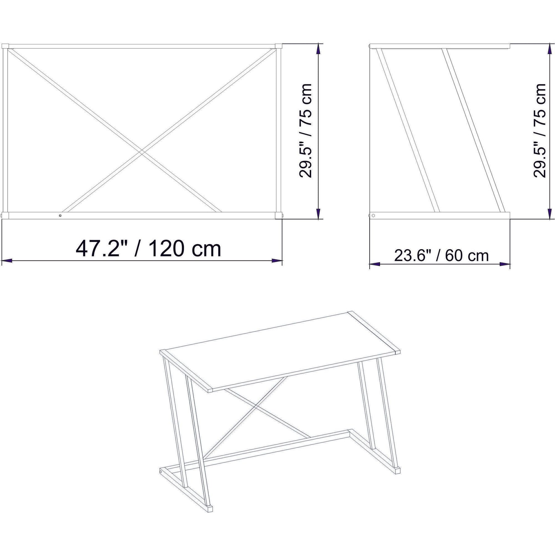 Masa birou Adelaide, alb/auriu, PAL/metal, 114x60x75 cm