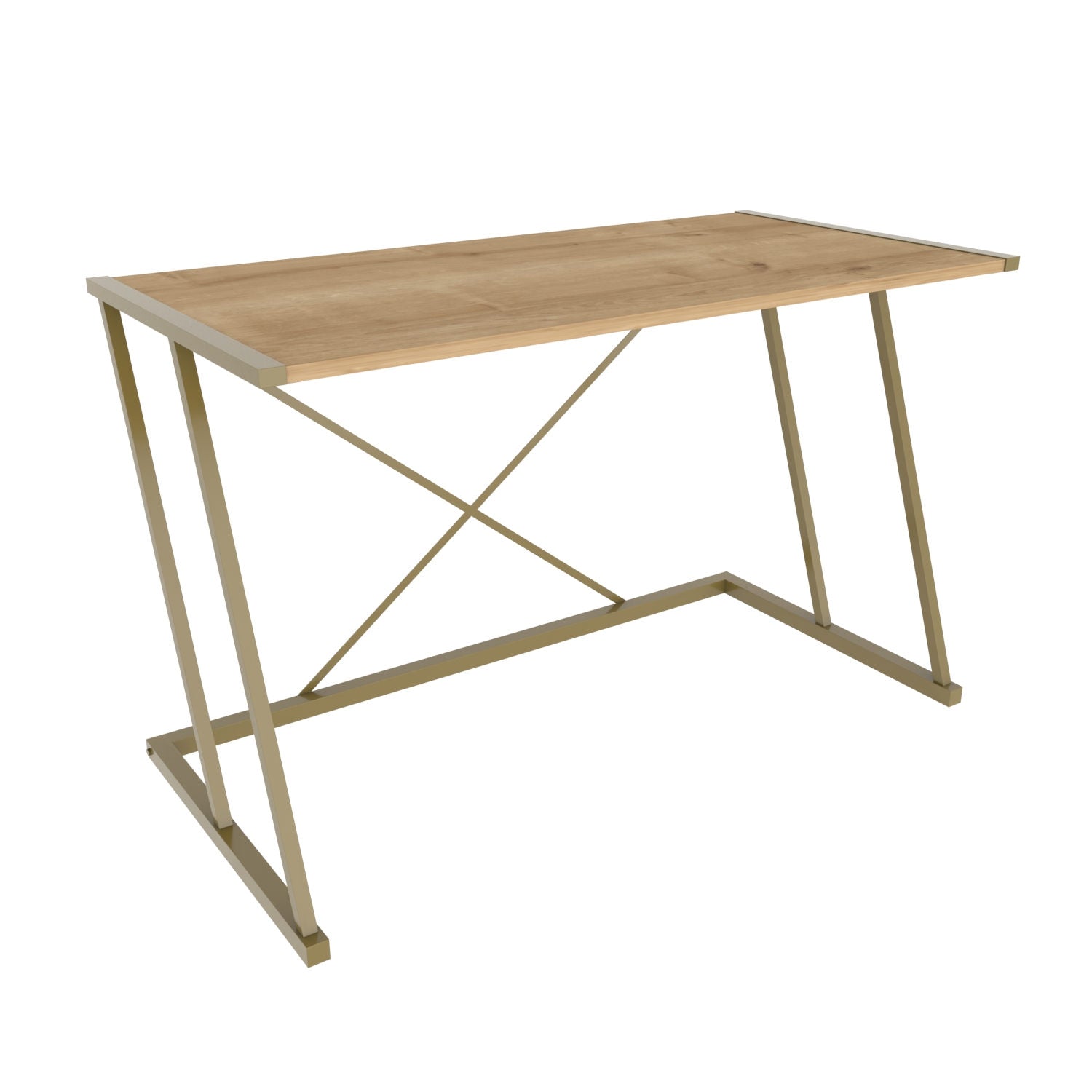 Masa birou Adelaide, auriu/stejar, PAL/metal, 114x60x75 cm