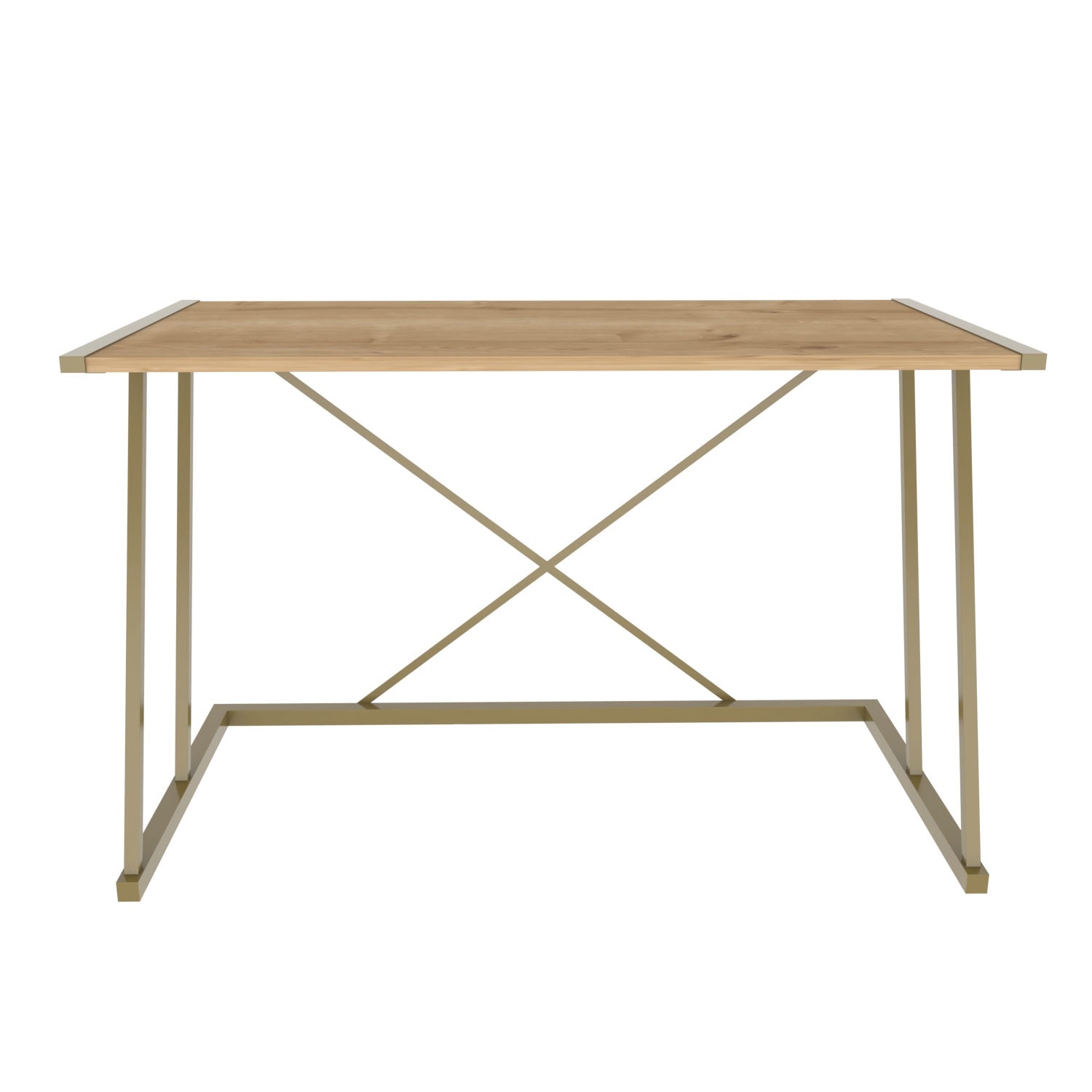 Masa birou Adelaide, auriu/stejar, PAL/metal, 114x60x75 cm