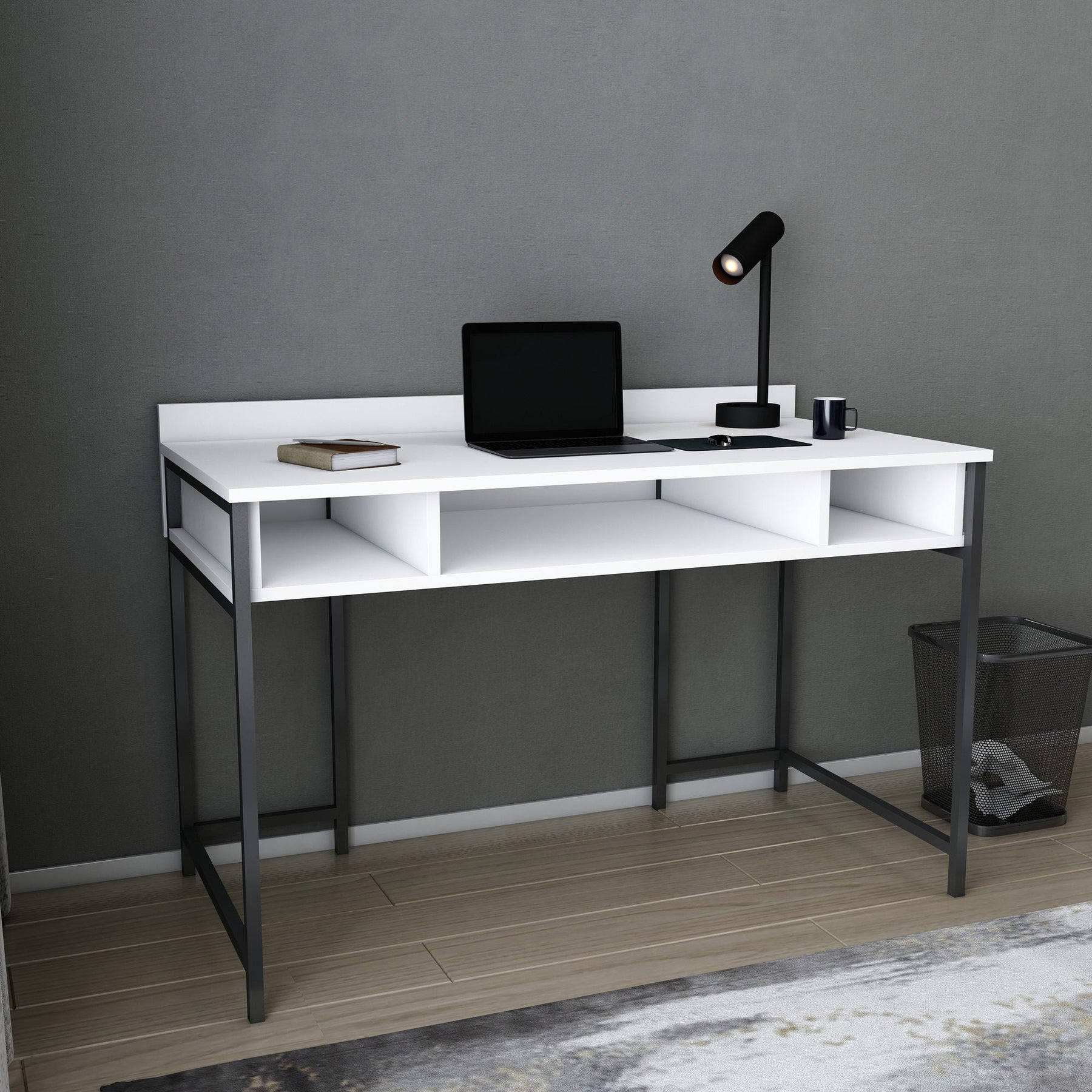 Birou Alma, alb/negru, PAL, 120x60x75 cm