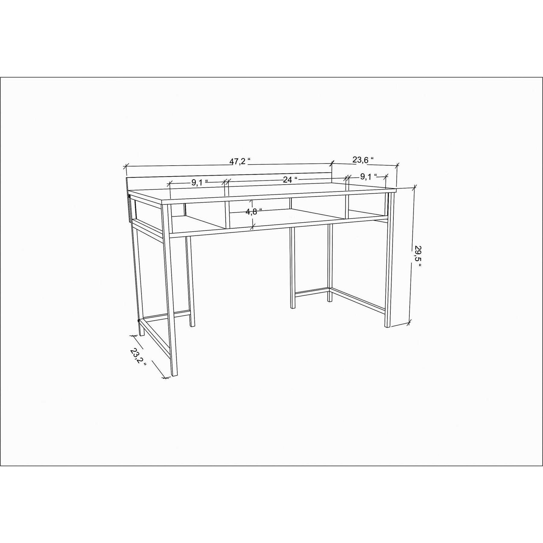 Birou Alma, stejar/alb, PAL, 120x60x75 cm