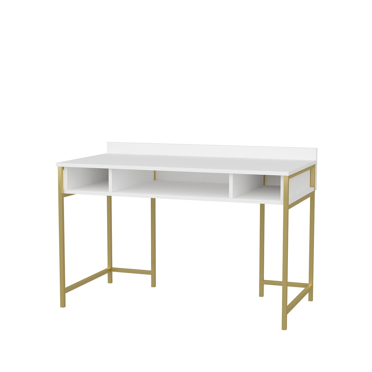 Birou Alma, alb/auriu, PAL, 120x60x75 cm