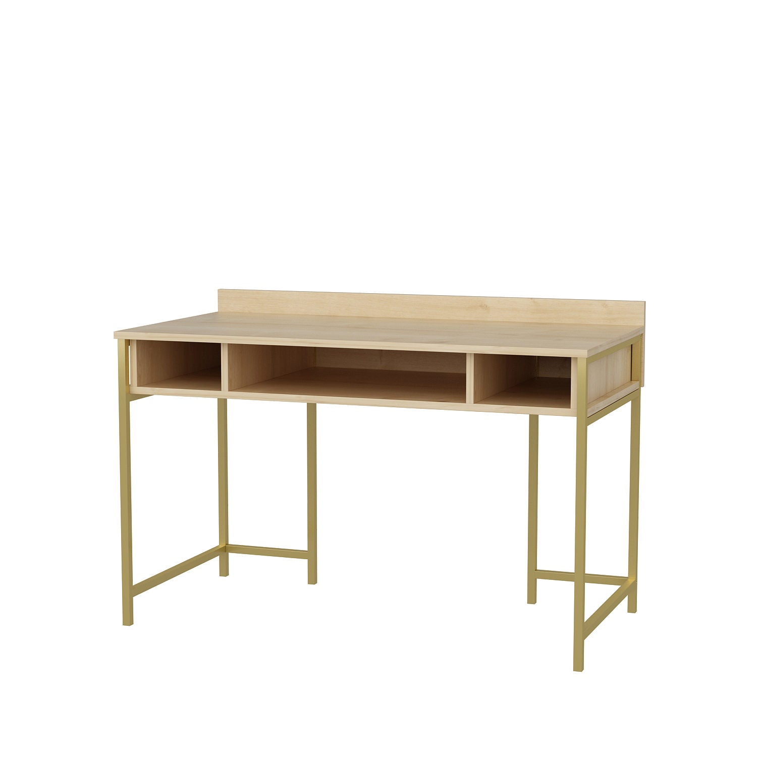 Birou Alma, stejar/auriu, PAL, 120x60x75 cm