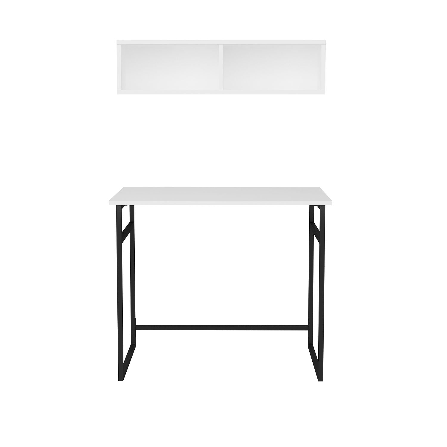 Set birou si un raft Hussum, negru/alb, PAL