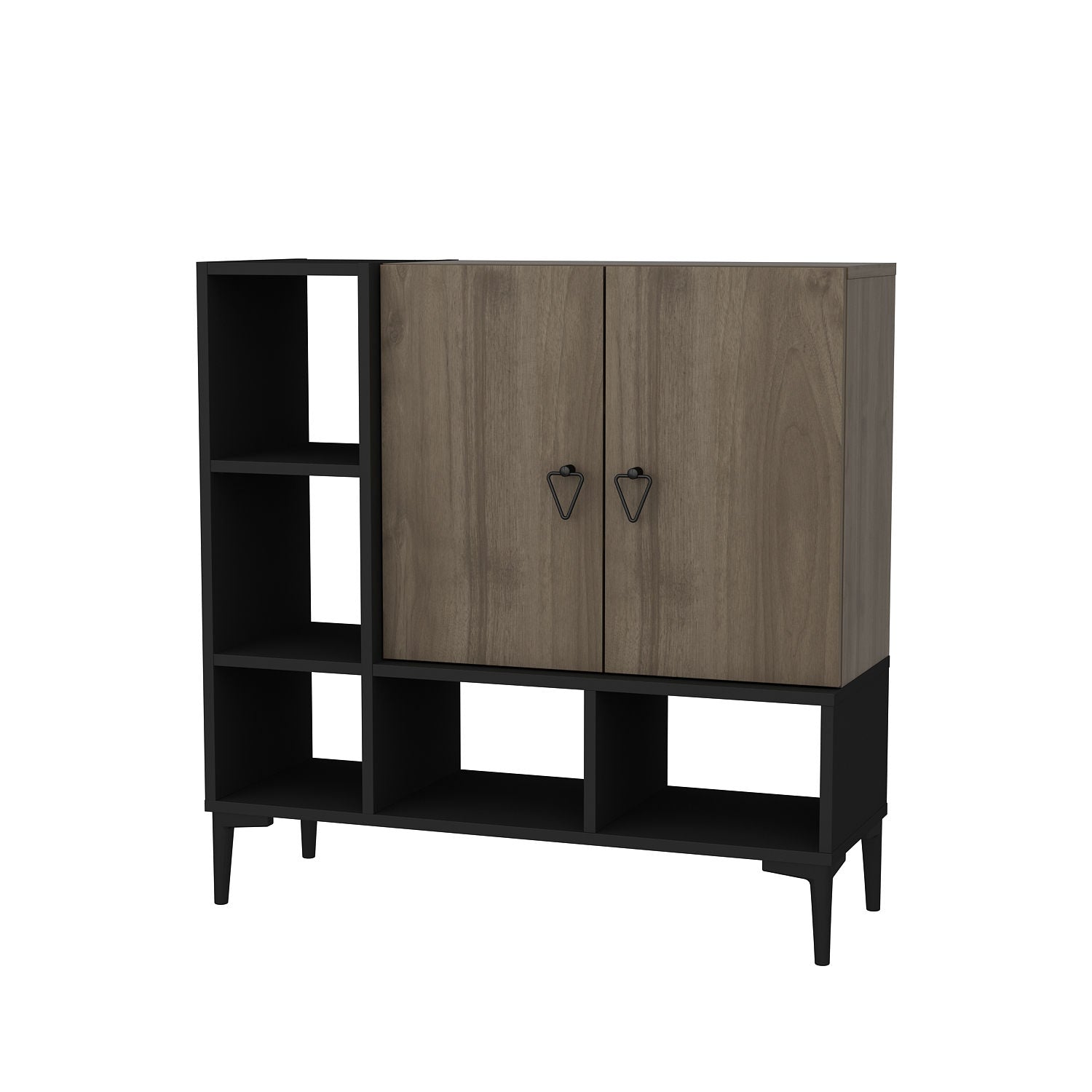 Pantofar Platin, negru/nuc, PAL melaminat, 100x35x100 cm