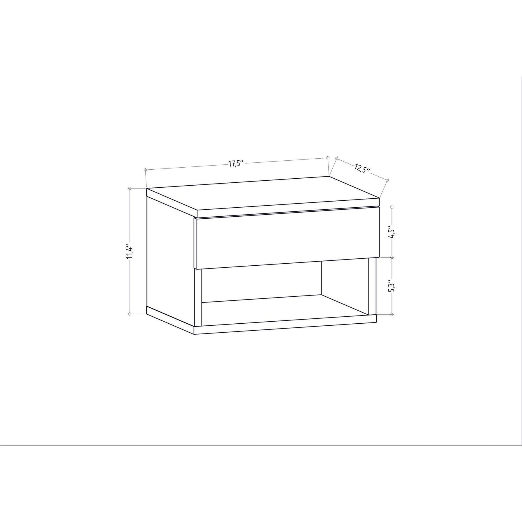 Noptiera Jamot, gri antracit, PAL, 45x29x32 cm
