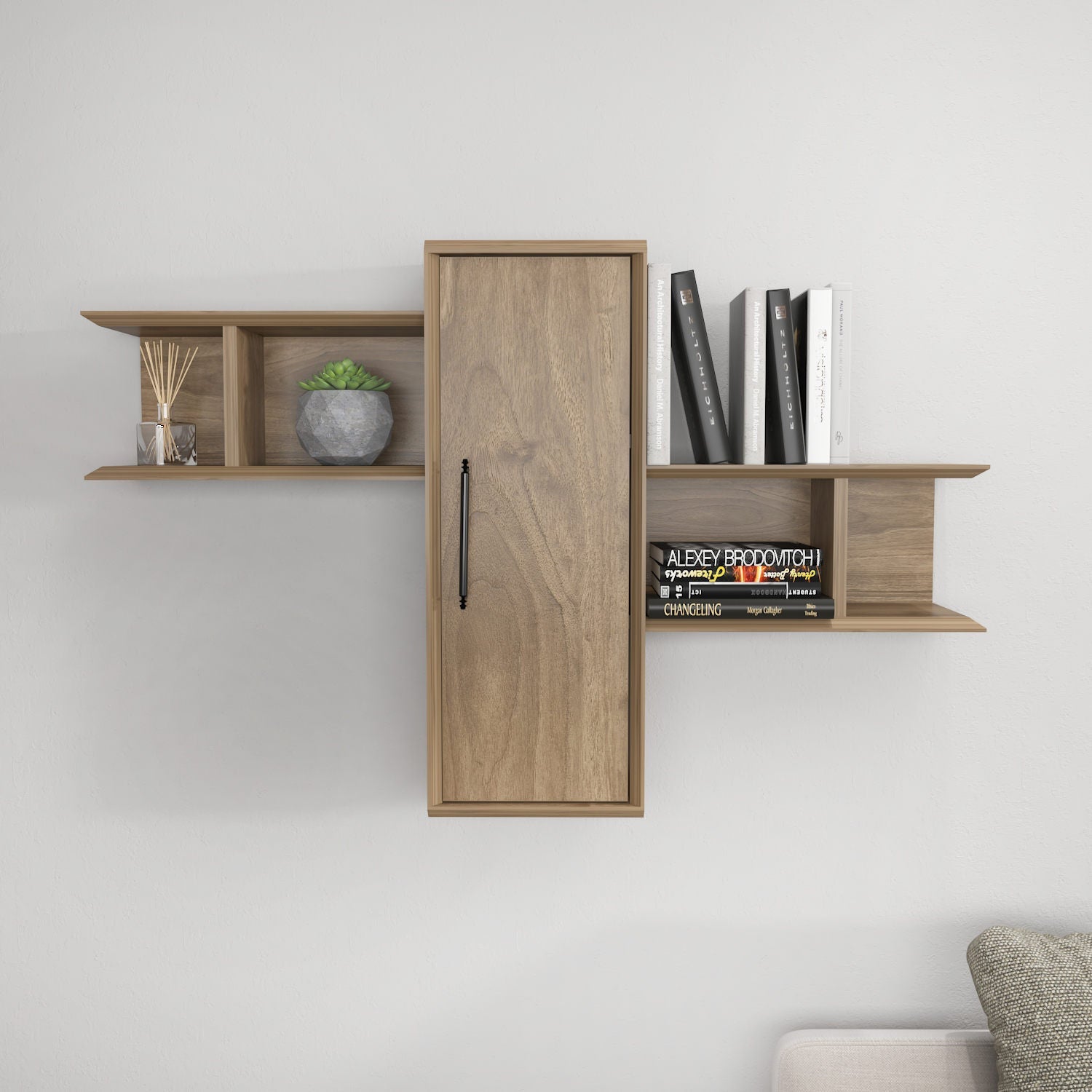 Raft Olida, nuc, PAL melaminat, 119x35x52 cm