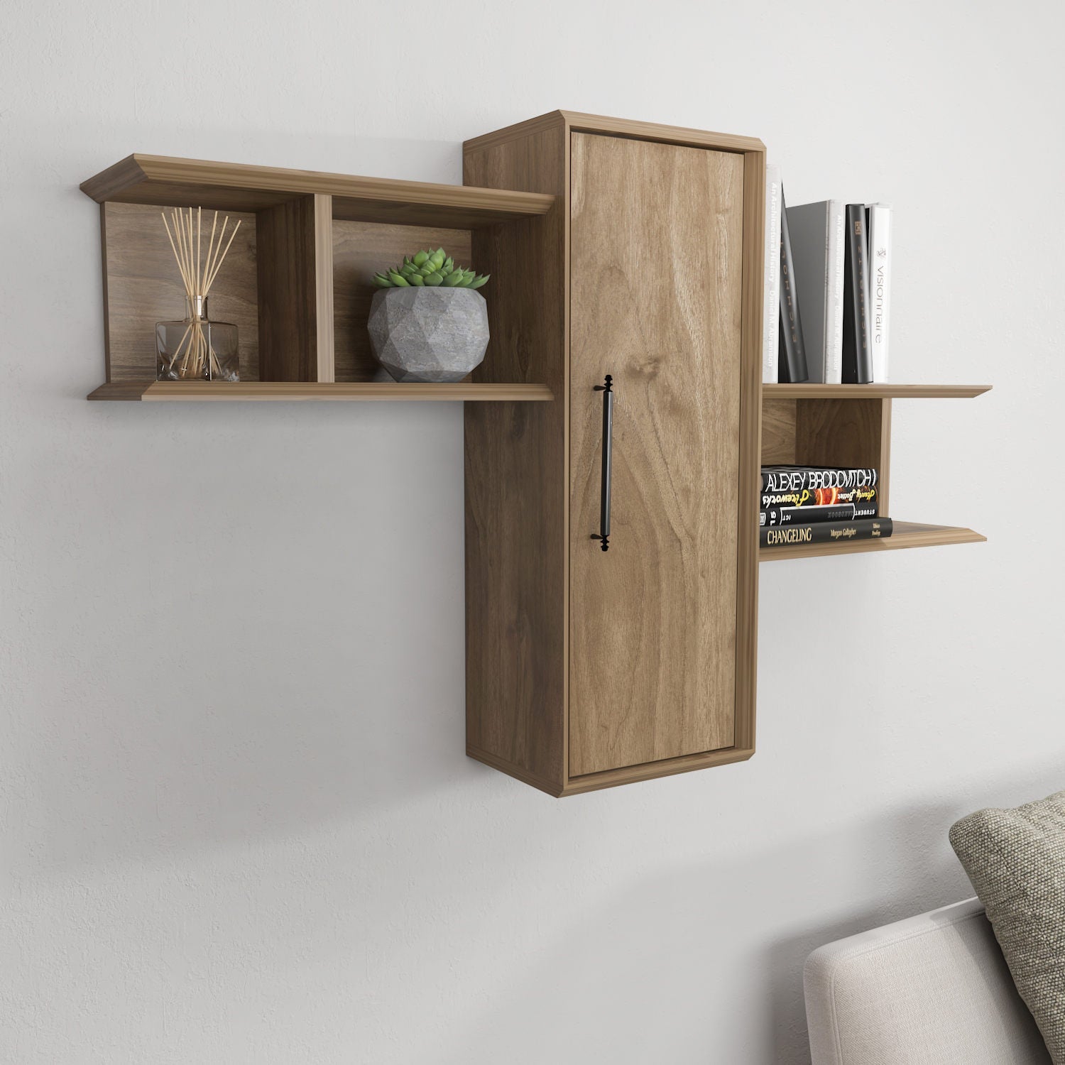 Raft Olida, nuc, PAL melaminat, 119x35x52 cm