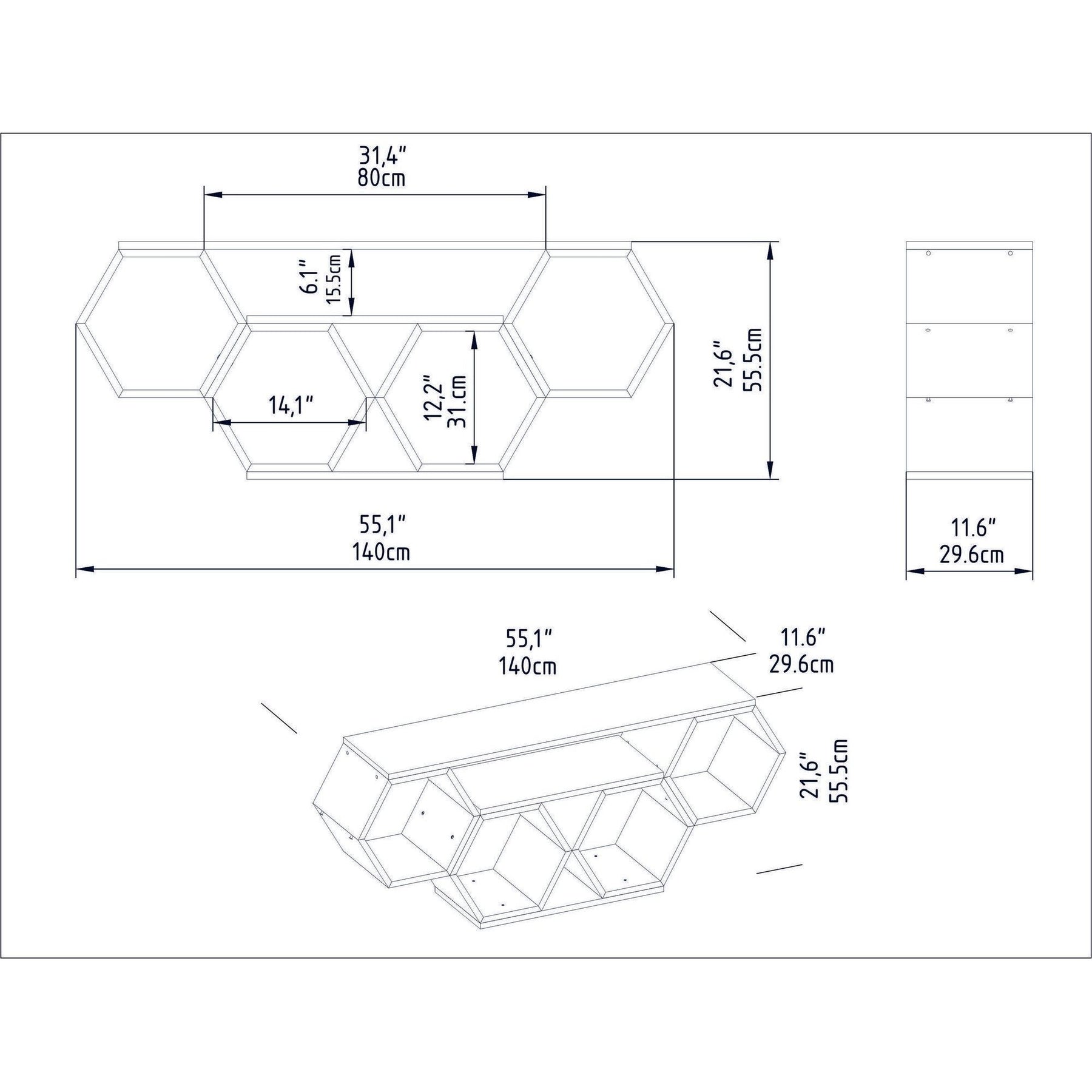 Comoda TV Bal, stejar/alb, PAL, 140x30x55 cm
