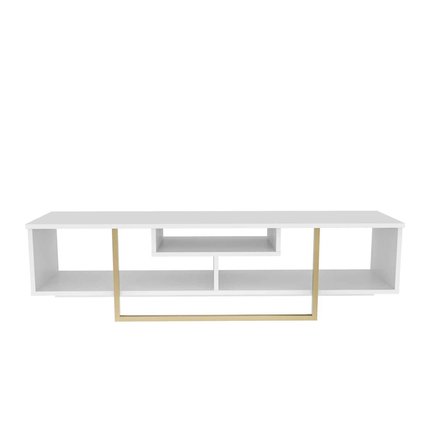 Comoda TV Asal 150, alb/auriu, PAL, 150x35x40 cm