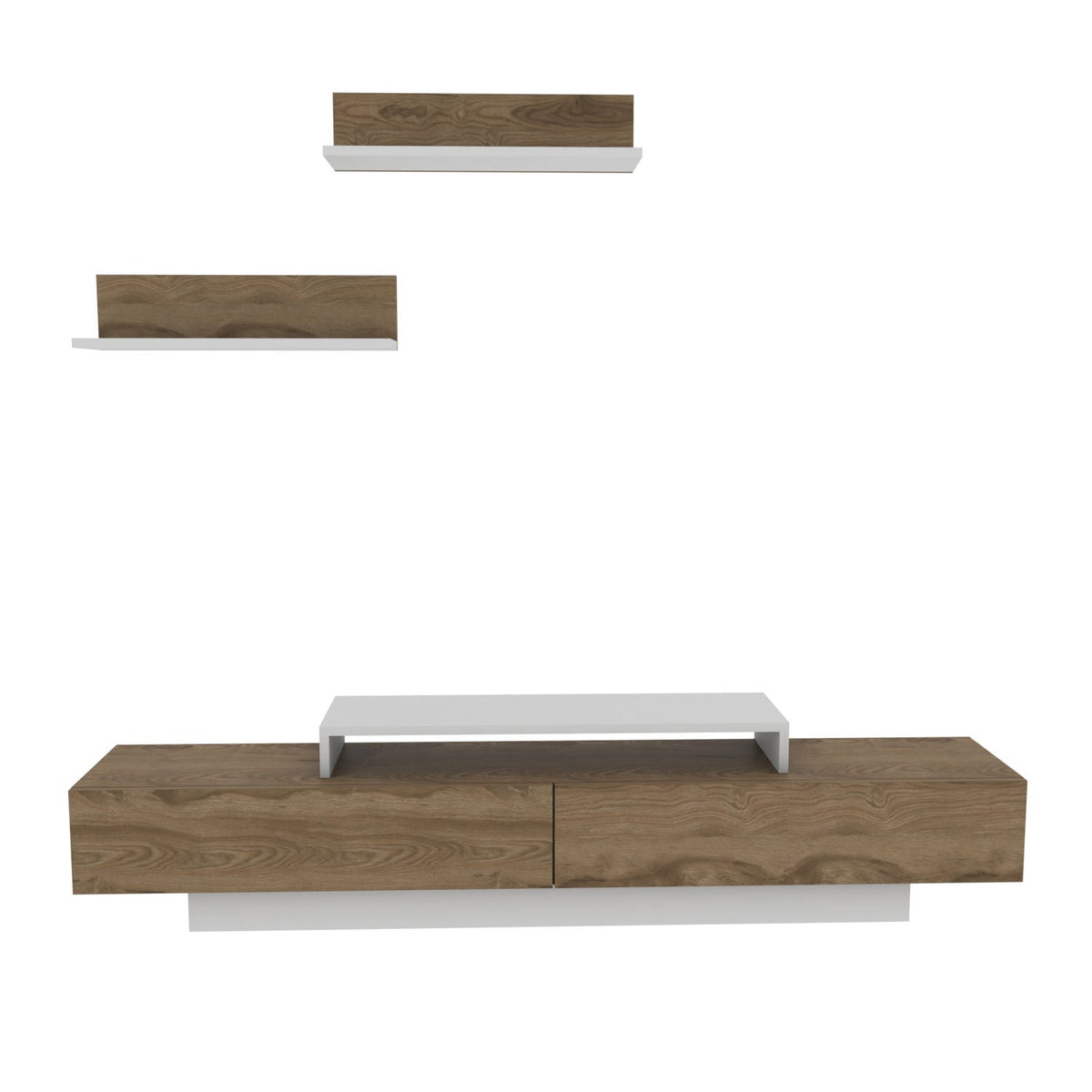Mobilier living LUSI, stejar inchis/alb, PAL melaminat, 3 piese