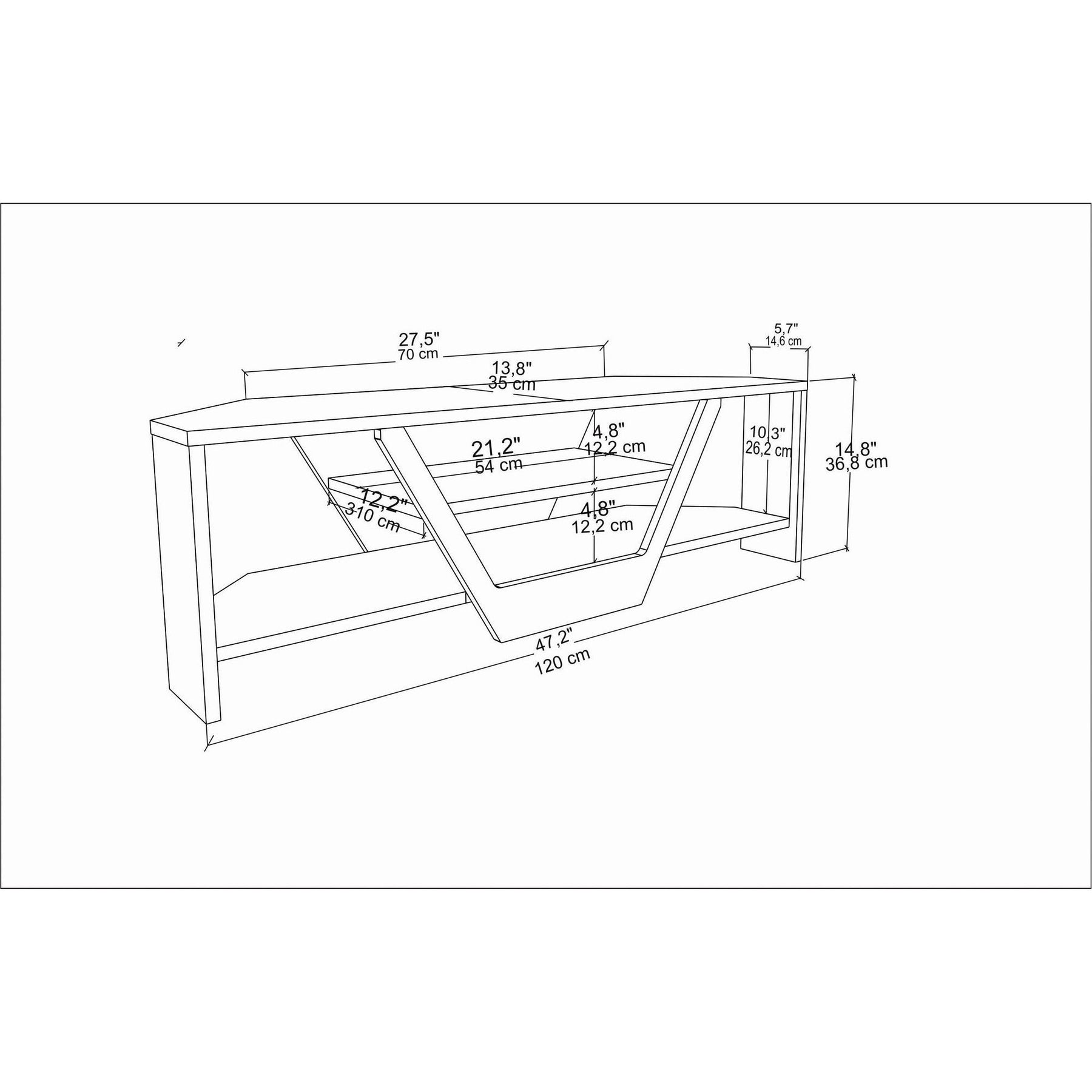 Comoda TV Sares, nuc/negru, PAL melaminat, 120x35x37 cm