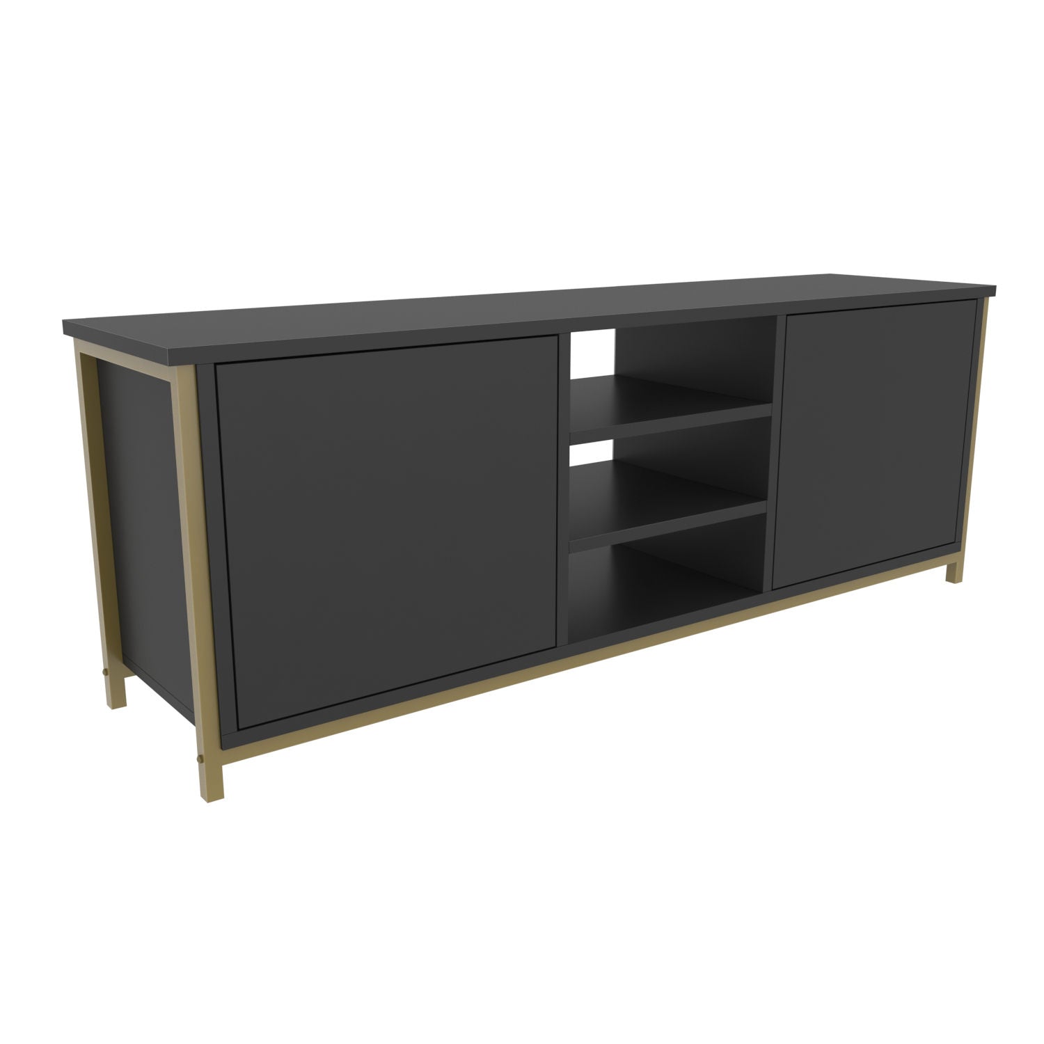 Comoda TV Otis, gri antracit/auriu, PAL melaminat, 140x35x51 cm