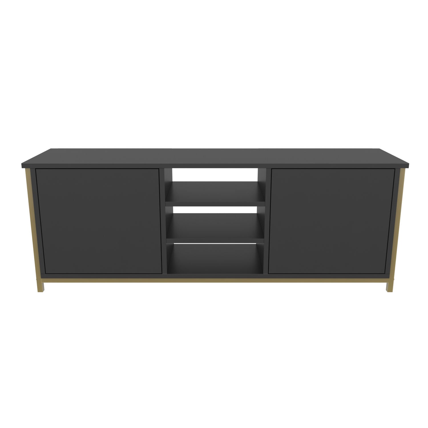 Comoda TV Otis, gri antracit/auriu, PAL melaminat, 140x35x51 cm