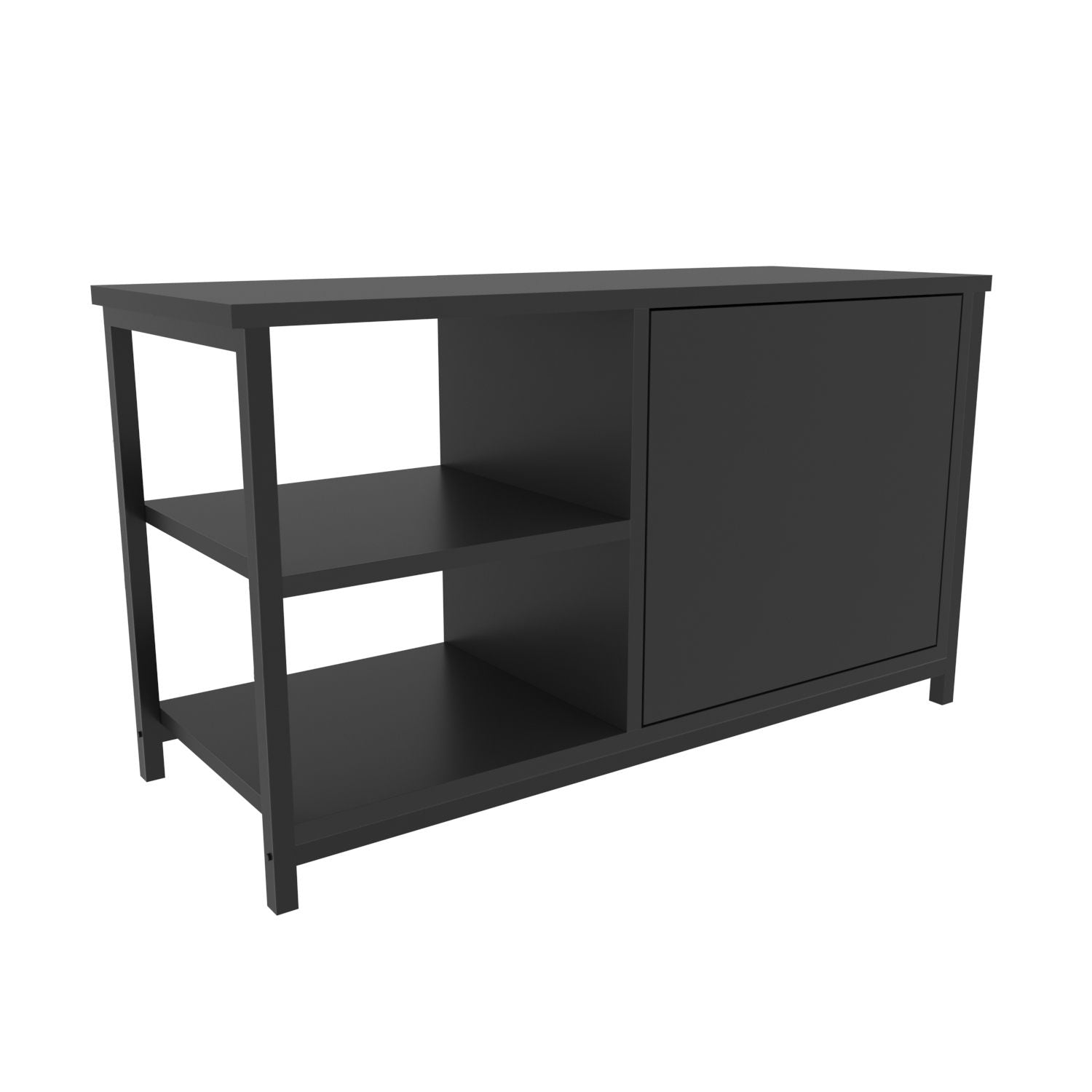 Comoda TV Muskegon, negru/gri antracit, PAL/metal, 90x35x51 cm