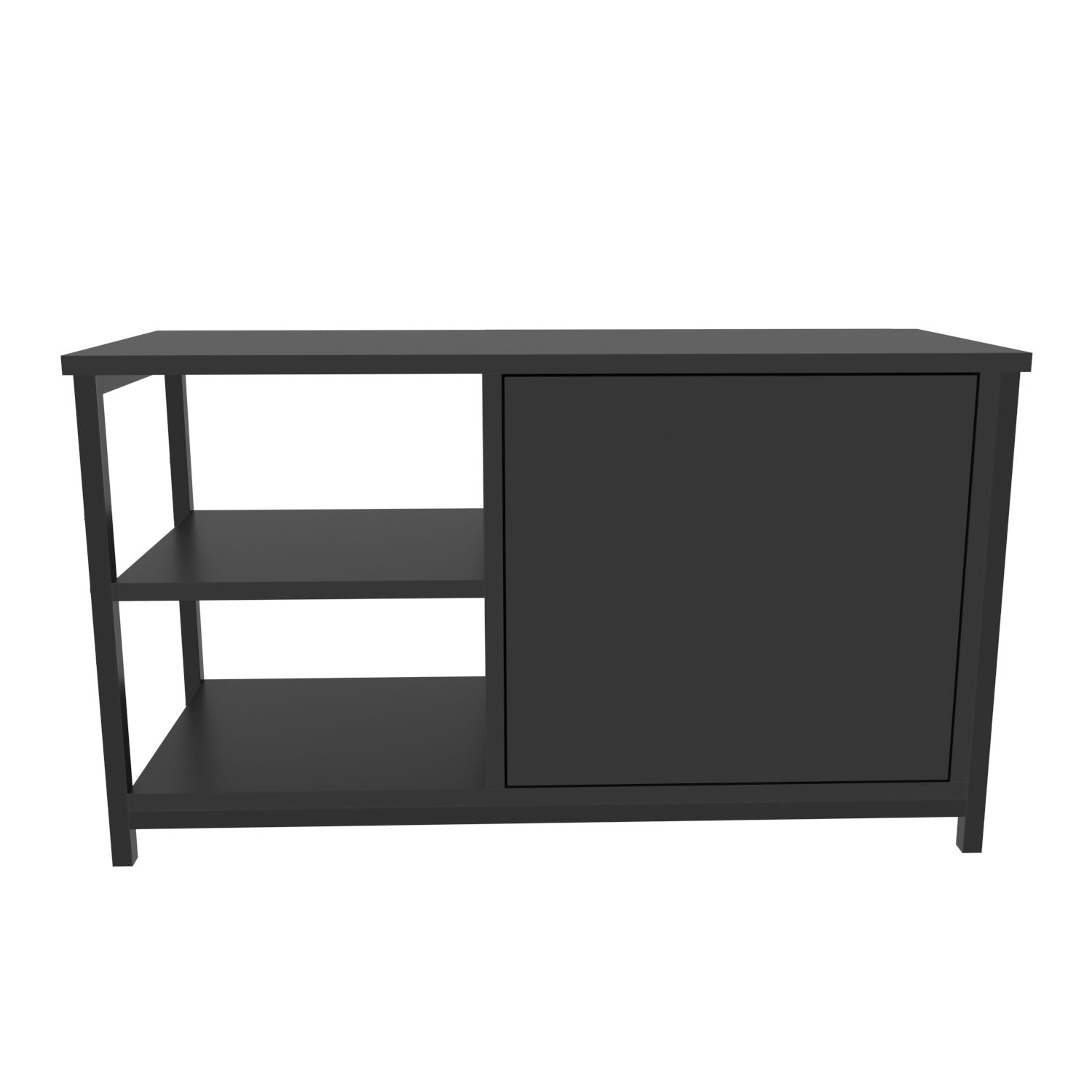 Comoda TV Muskegon, negru/gri antracit, PAL/metal, 90x35x51 cm