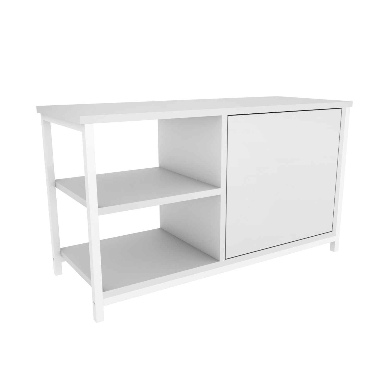Comoda TV Muskegon, alb, PAL/metal, 90x35x51 cm