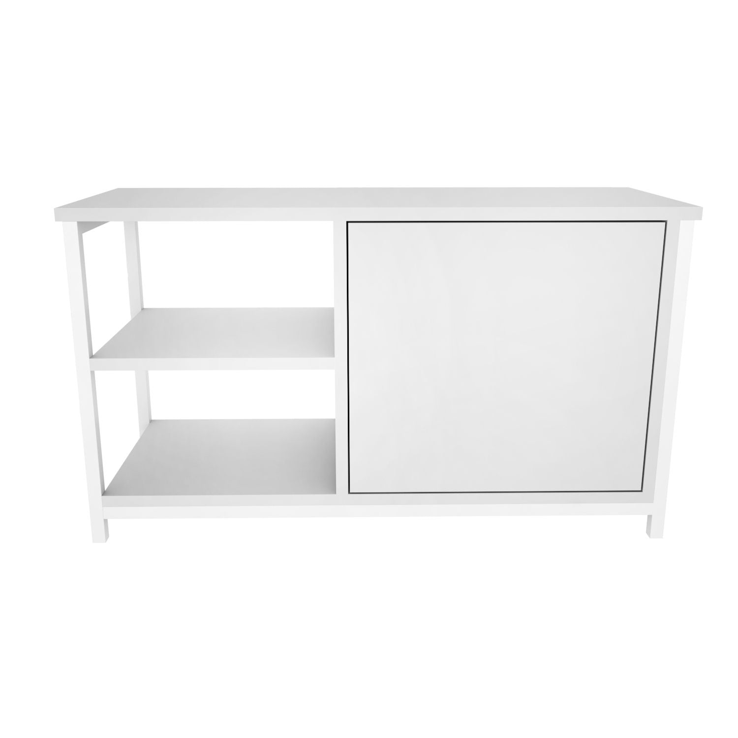Comoda TV Muskegon, alb, PAL/metal, 90x35x51 cm