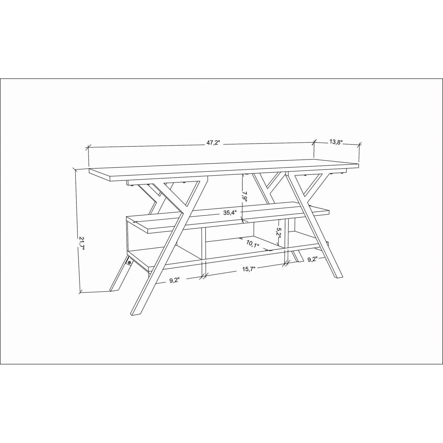 Comoda TV Minerva, alb, PAL/metal, 120x35x55 cm